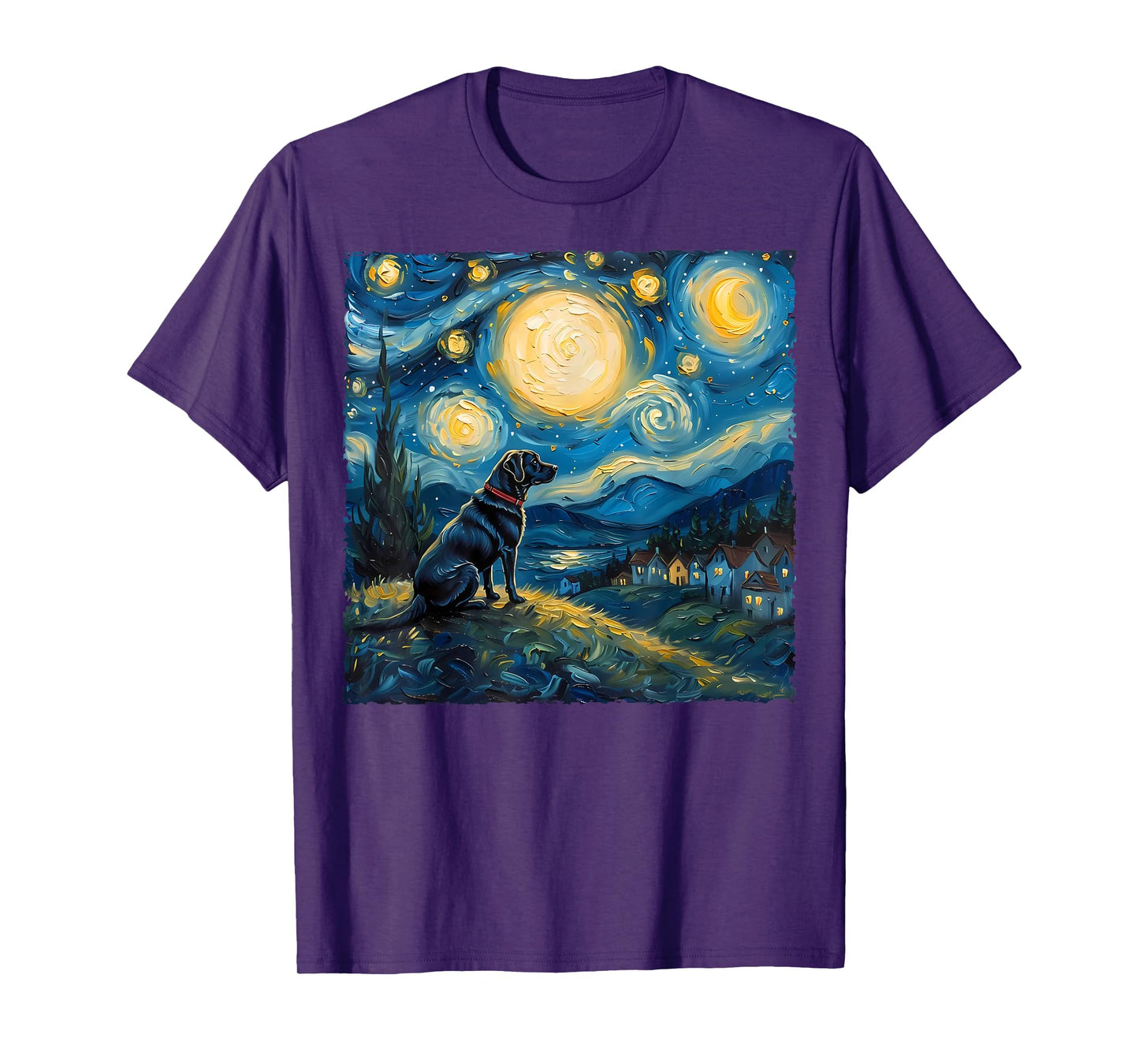 Labrador Retriever Dog Lovers Starry Night Van Gogh Style Men Women Kids T-Shirt