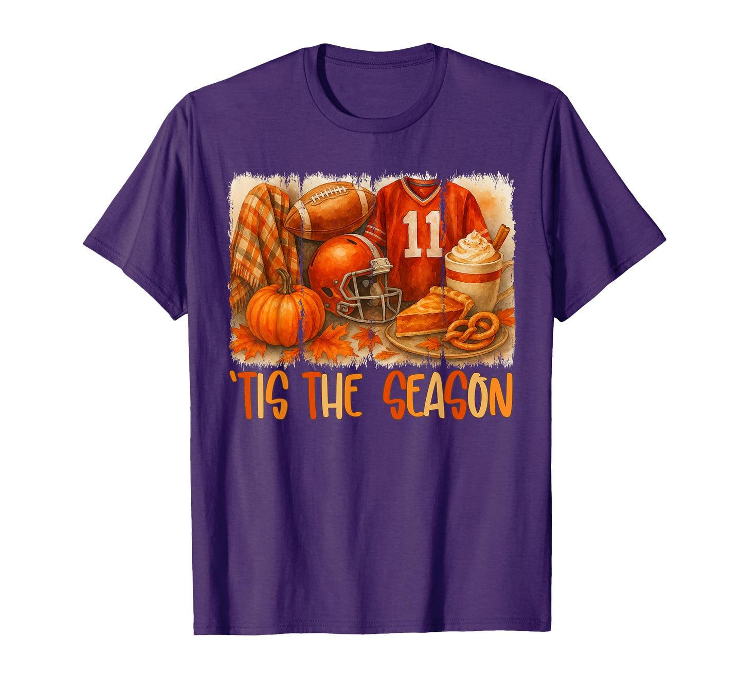 Tis' The Season Pumpkin Football Halloween Fall T-Shirt