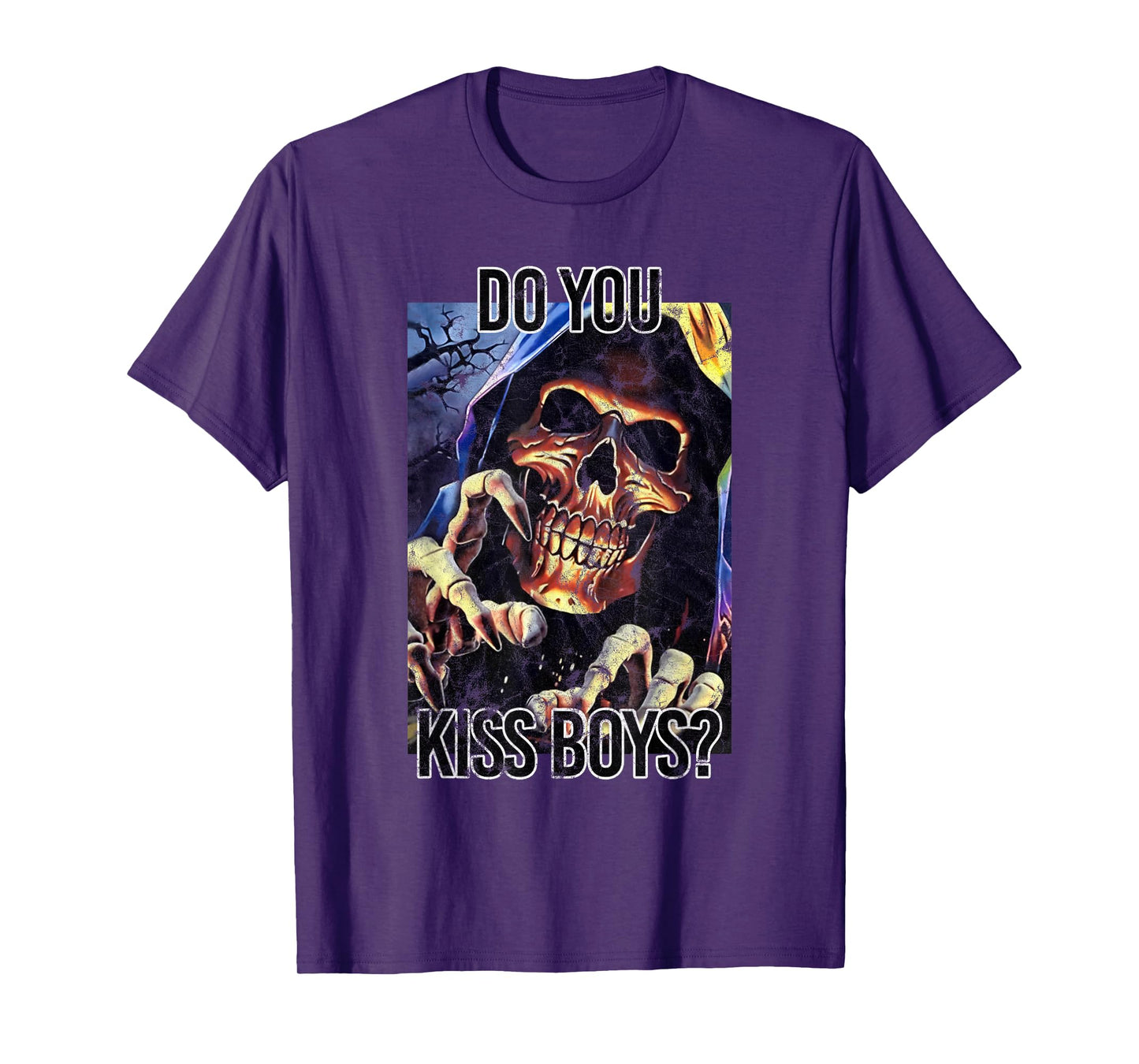 Do You Kiss Boys Skeleton Funny Saying Skull T-Shirt