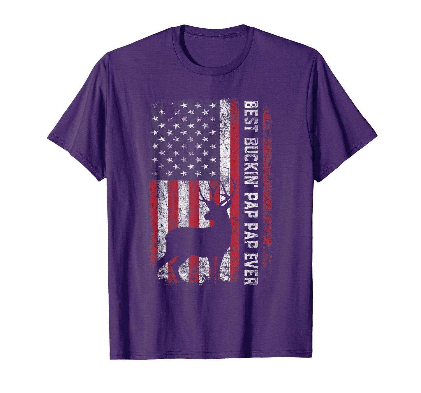 Mens USA Flag Best Buckin Pap Pap Ever Deer Hunting Fathers Day T-Shirt