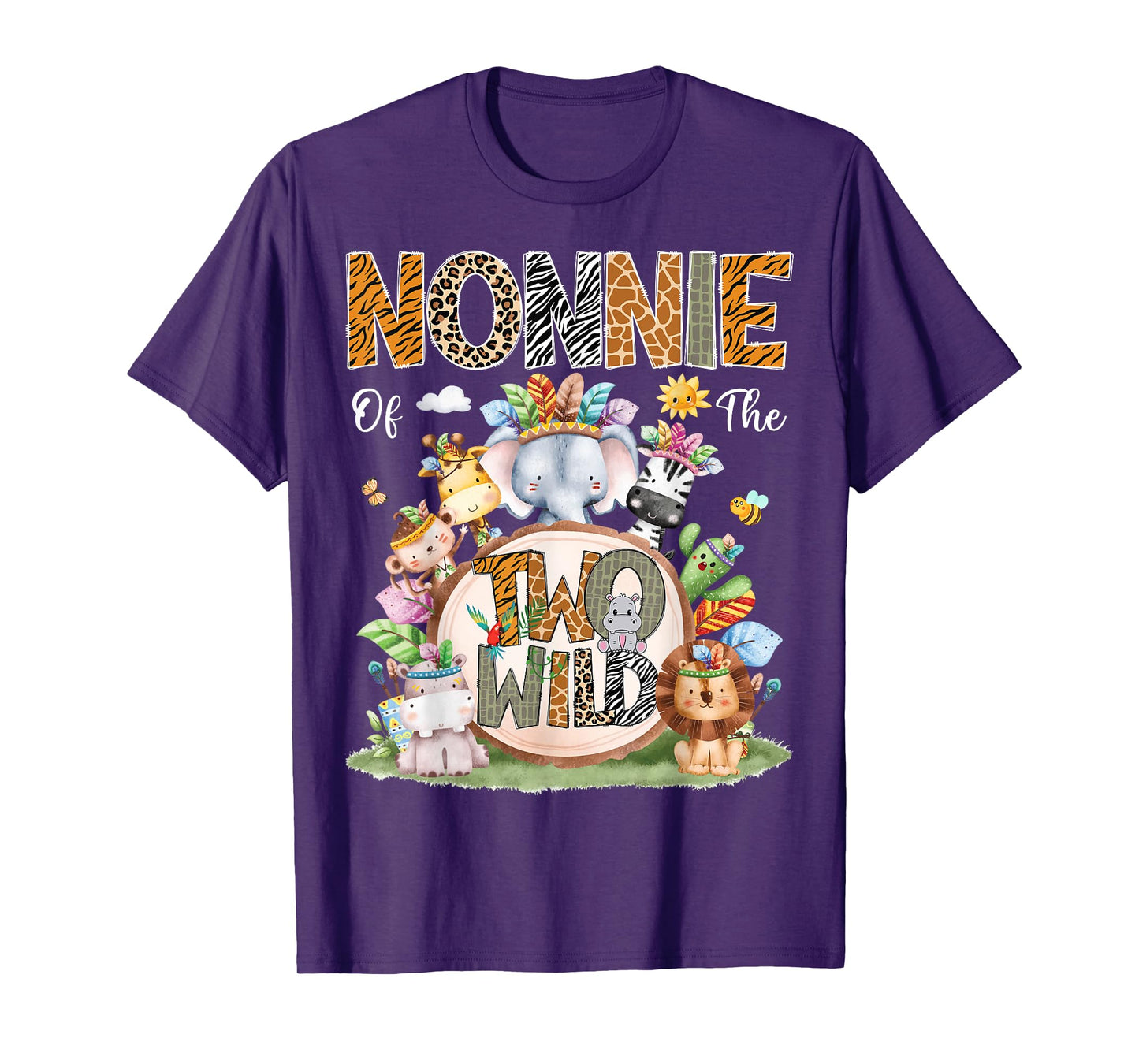 Nonnie Of The Two Wild 2Nd Birthday Animal Safari Tribal T-Shirt