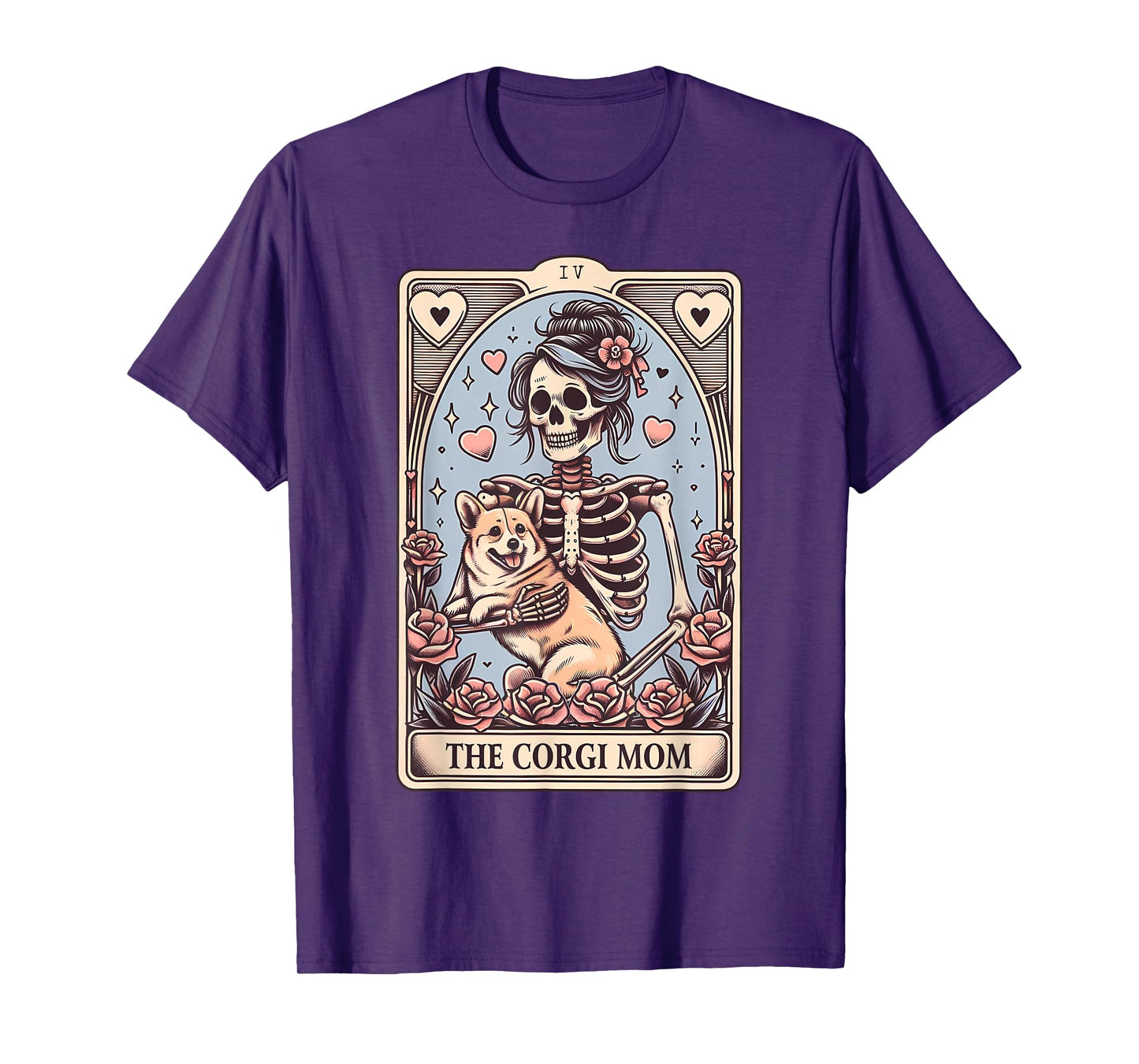 Corgi Dog Valentine's Day Skeleton Tarot Card Corgi Owner T-Shirt