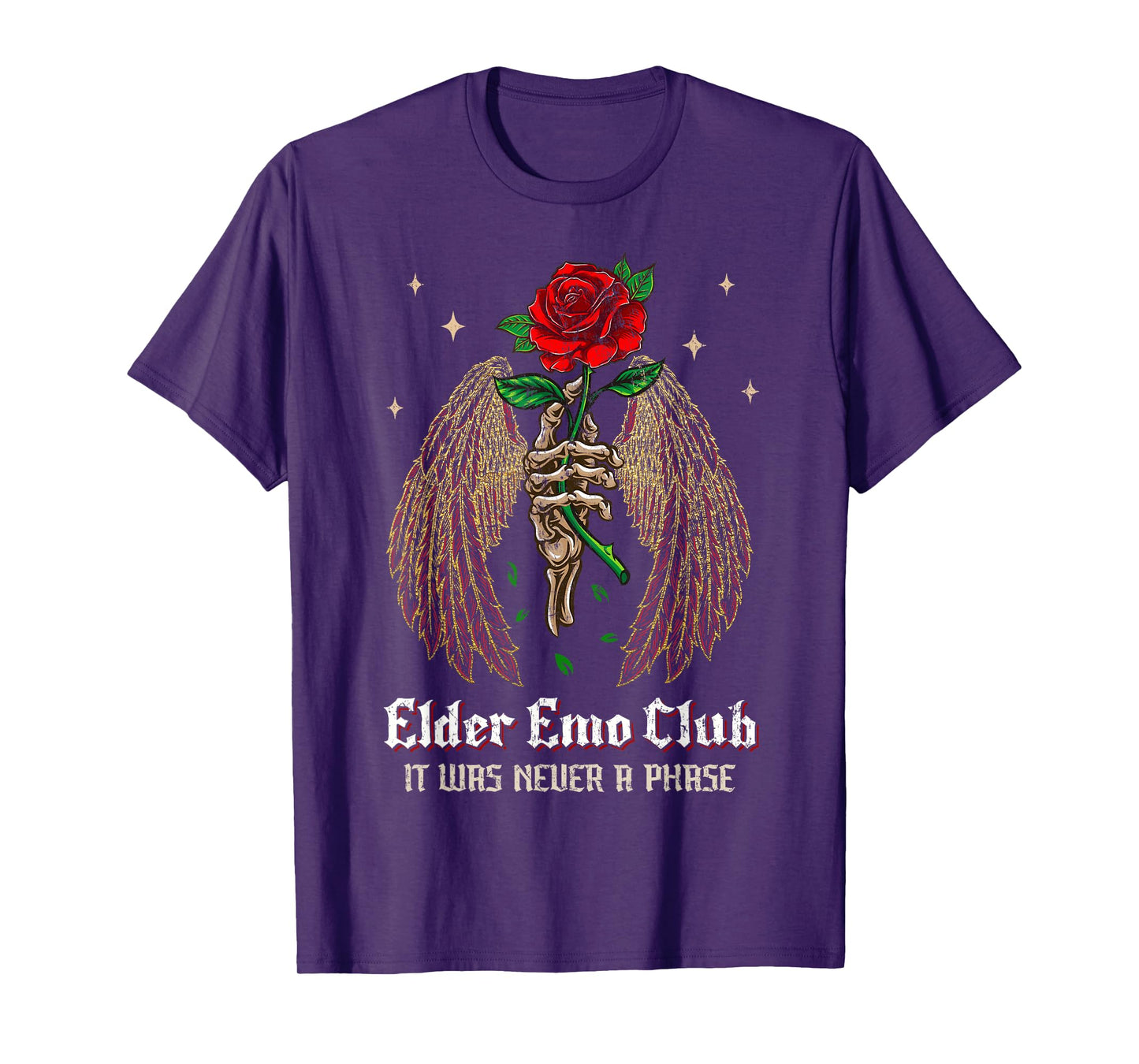 Elder Emo Club Mom Skeleton Rose Gothic It Was Never A Phase T-Shirt