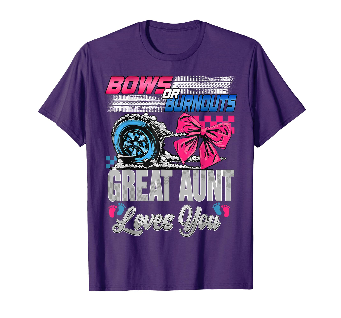 Burnouts or Bows Great Aunt Loves You Gender Reveal Party T-Shirt