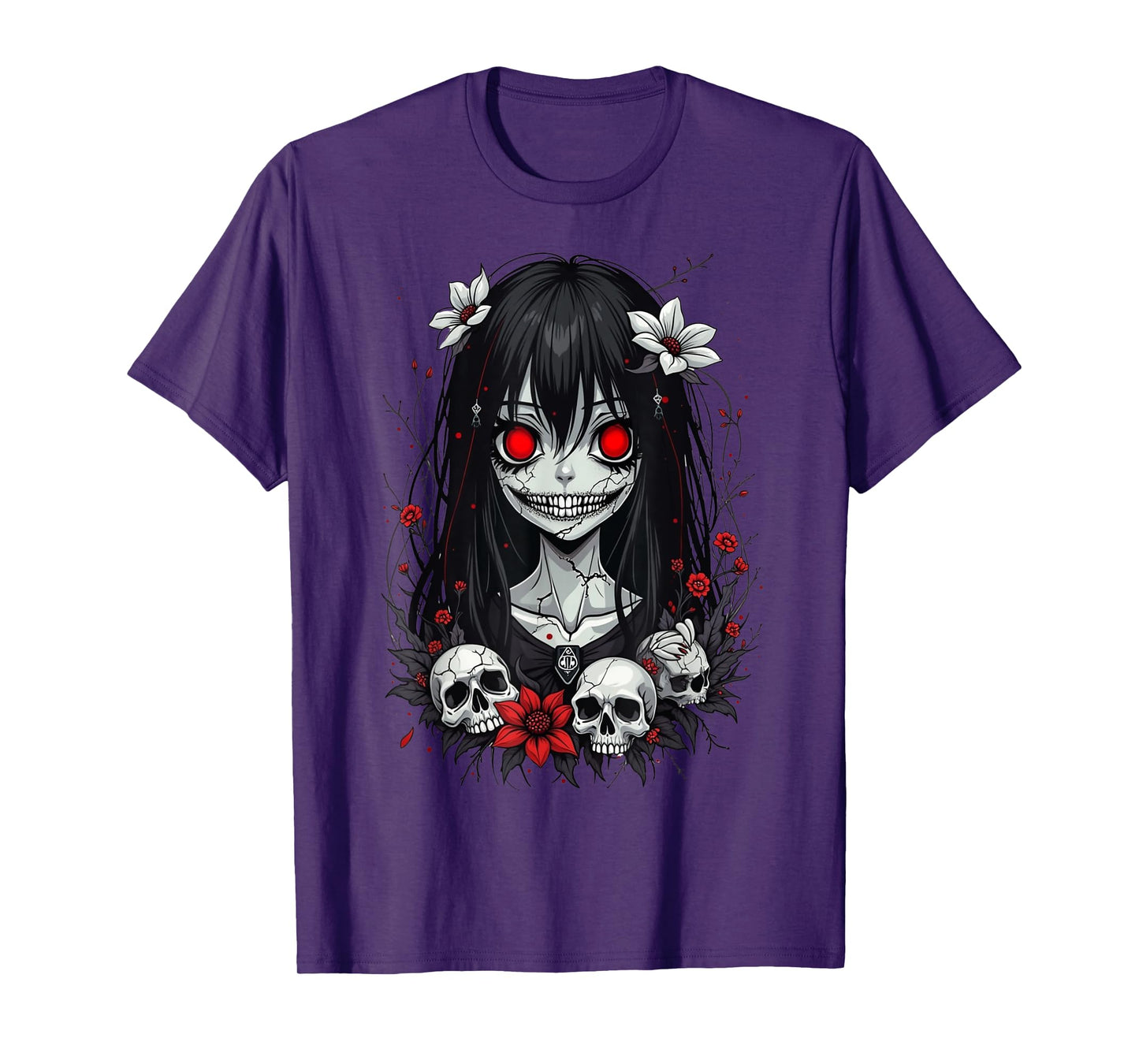 Dark Gothic Anime Girl Creepy Kawaii Goth Girl Horror Anime Aesthetic T-Shirt