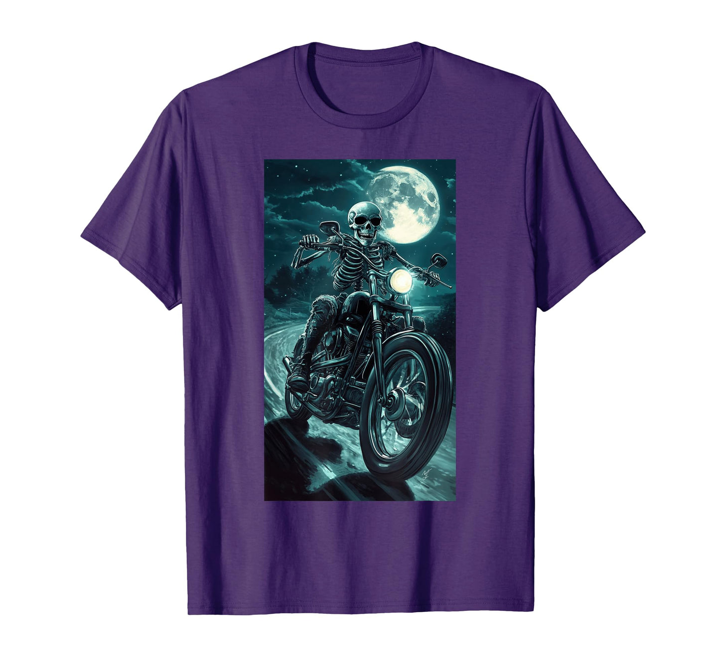 Cool Skeleton Riding Vintage Motorcycle Biker Art T-Shirt