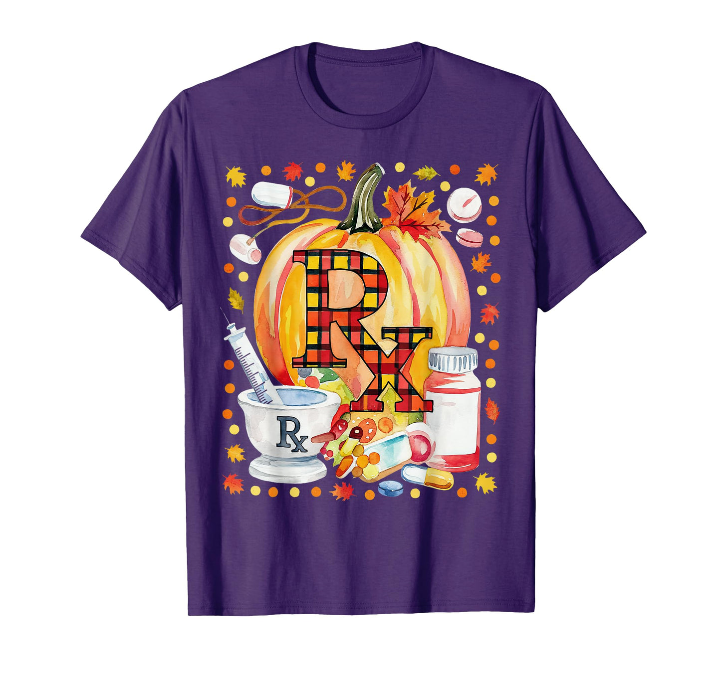CPhT Pharmacy Technician Fall Autumn Leaves Pumpkin Season T-Shirt