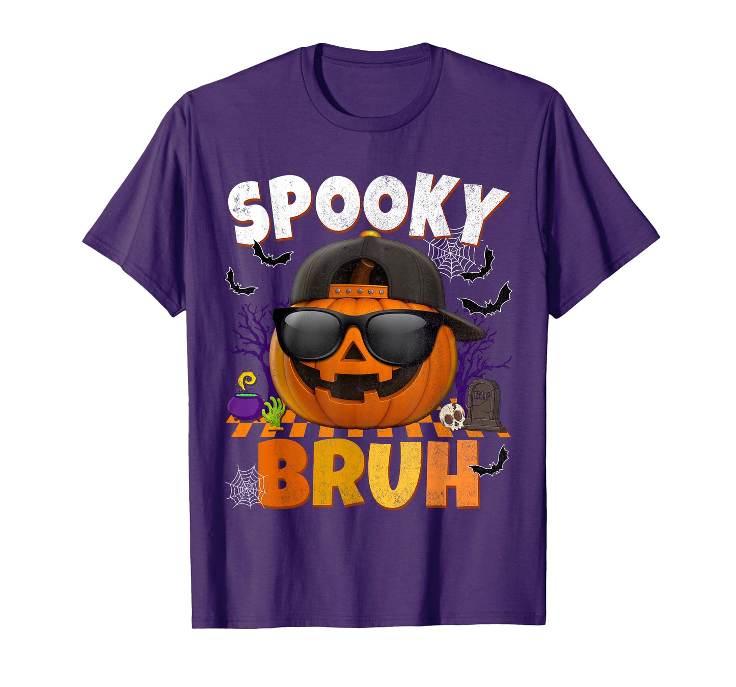 Spooky Bruh Cool Jack O lantern Halloween Costumes For Boys T-Shirt