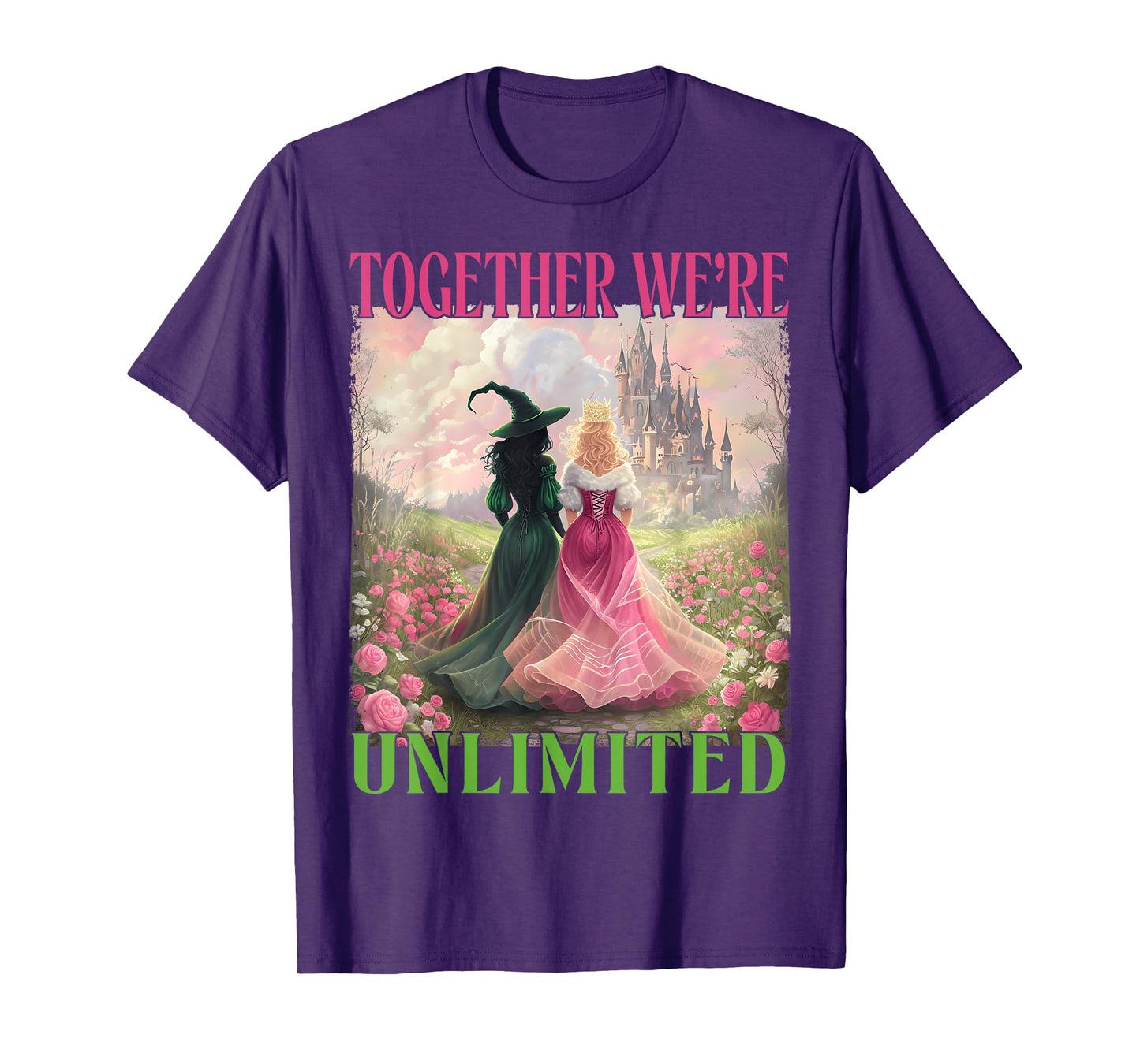 Together Witches Unlimited Pink Green Witch Halloween Women T-Shirt