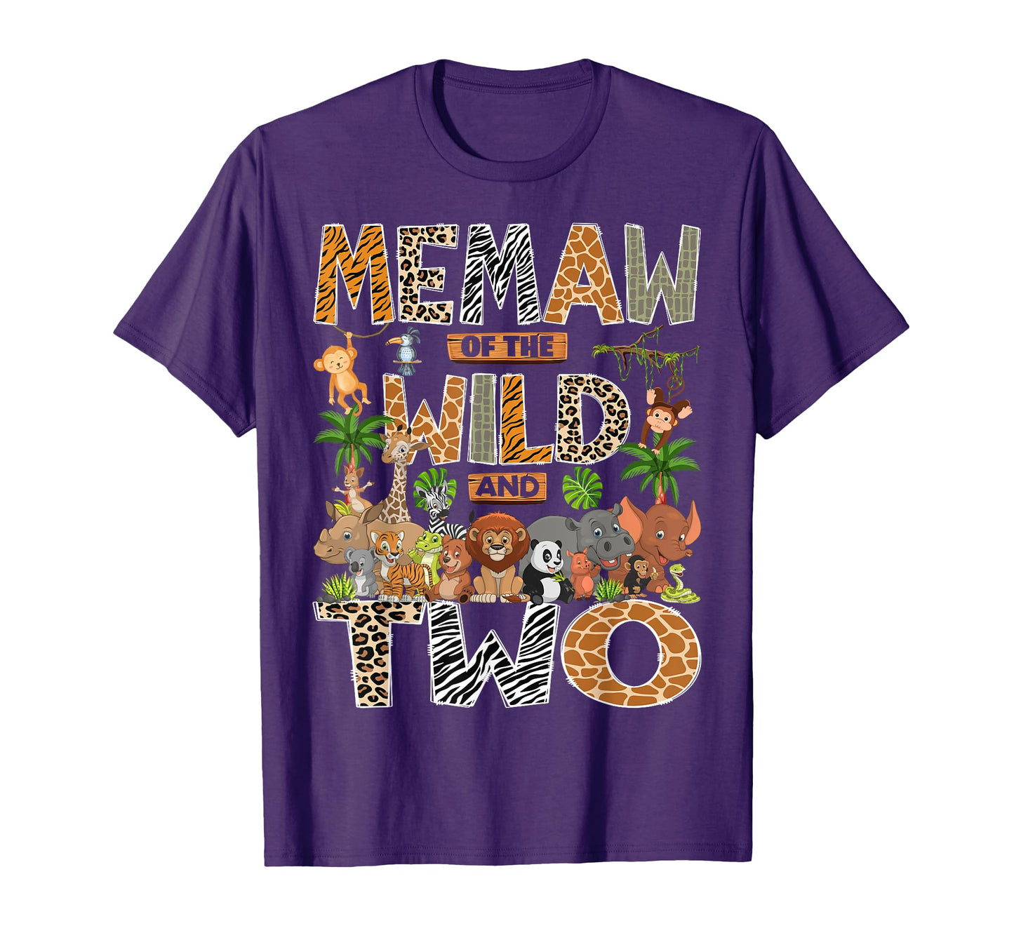 Memaw Of The Wild & Two 2Nd Birthday Boy Safari Jungle T-Shirt