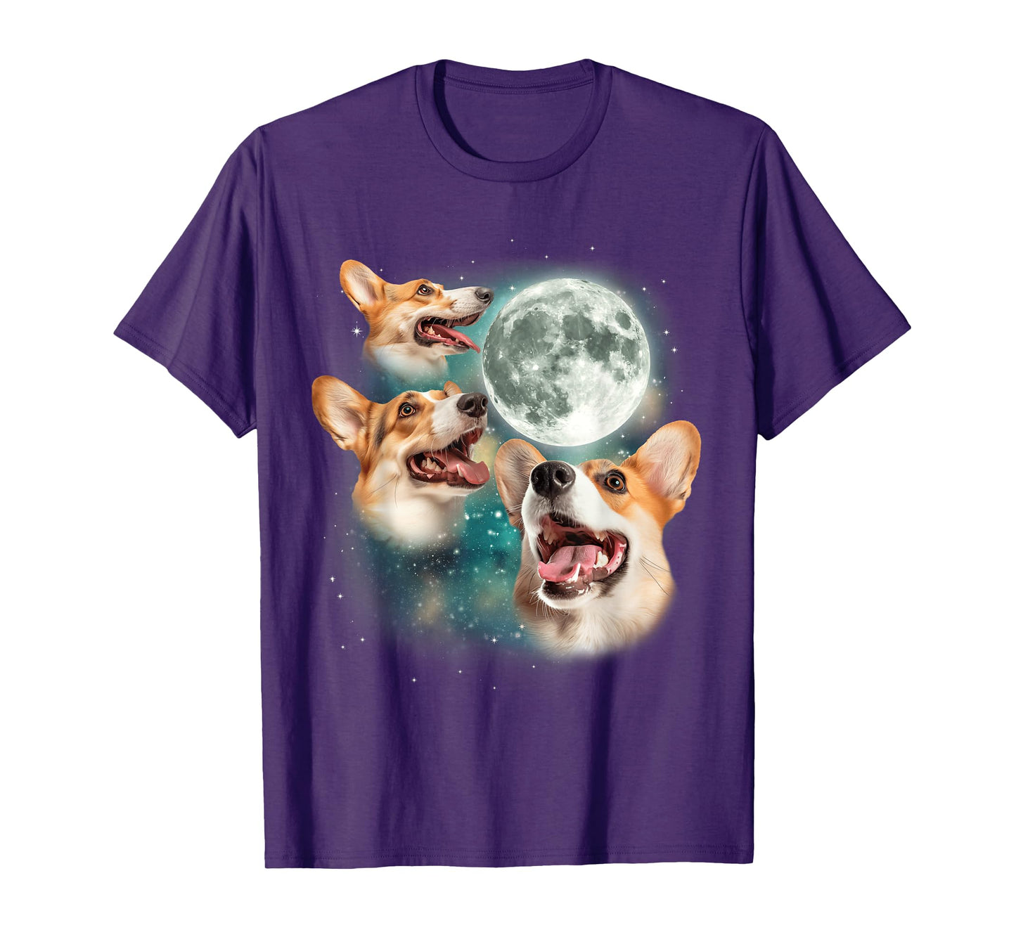 Three Corgi Moon | 3 Cute Corgi Pups Howling Dog Meme Canine Men Women T-Shirt