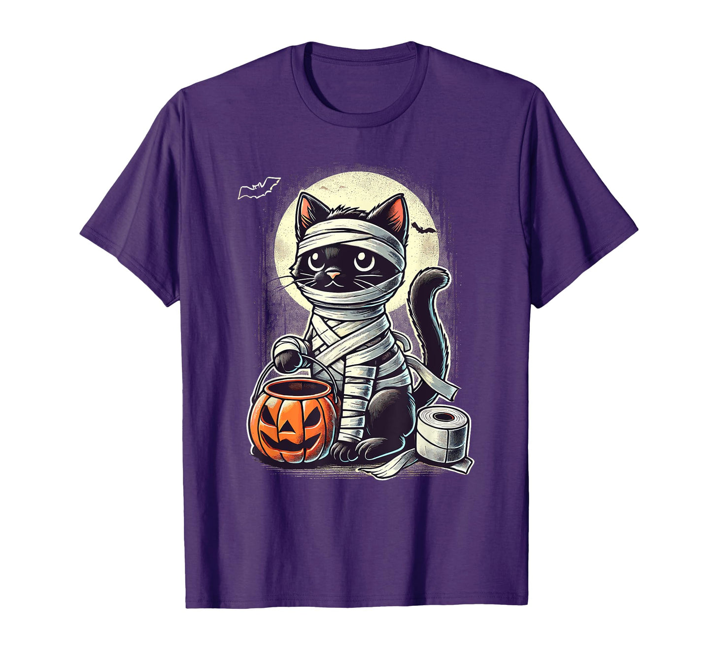 Black Cat Mummy Men Women Kids Halloween Funny Black Cat T-Shirt