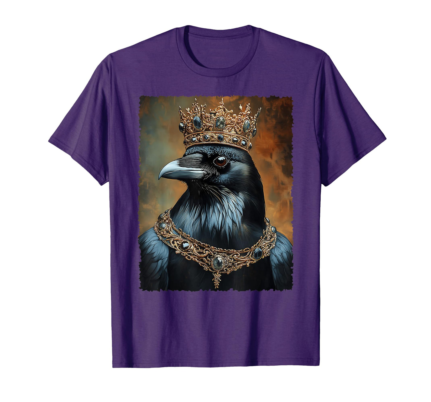 Vintage Black Crow Raven Bird Halloween King Crown Gothic T-Shirt