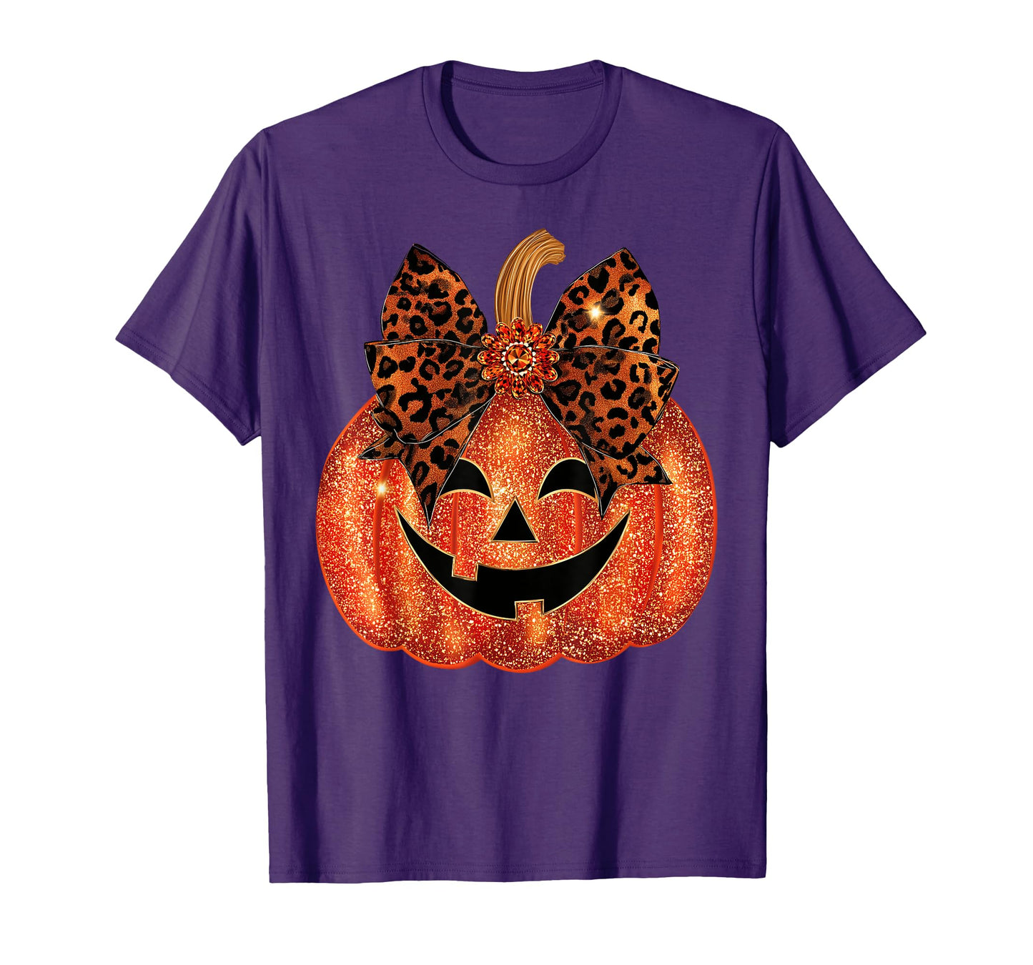 Coquette Leopard Bow Pumpkin Thanksgiving Fall Women Girl T-Shirt