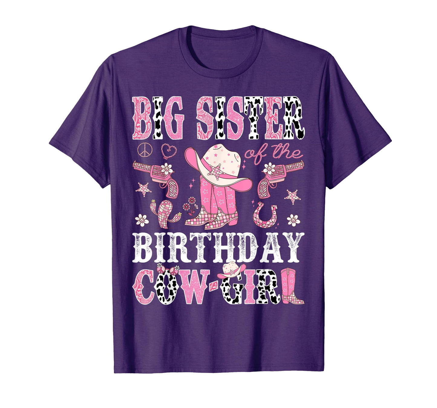 Big Sister Of The Birthday CowGirl Pink Disco Rodeo Western T-Shirt