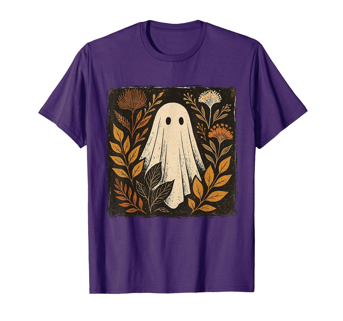 Ghost Tee Fall Autumn Vibes Graphic Whimsical Floral Vintage T-Shirt