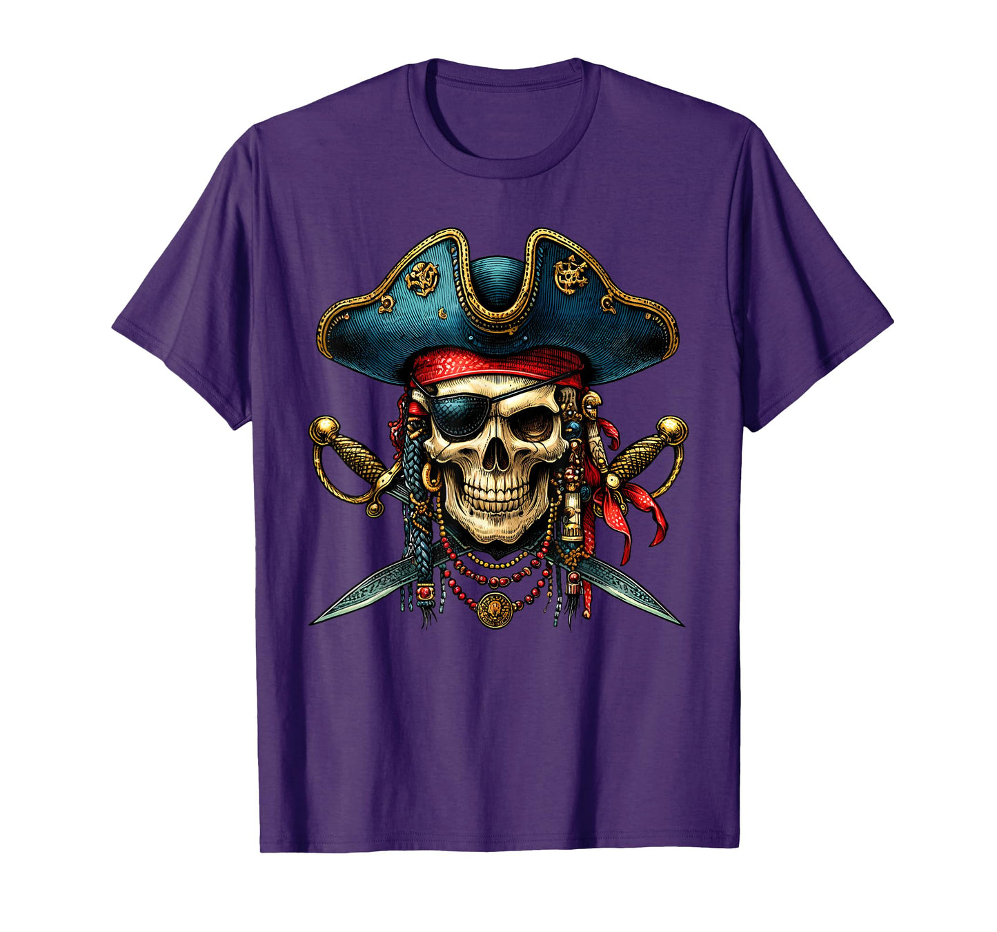 Pirate Skull Halloween Costume Men Women Boys Girls Teens T-Shirt