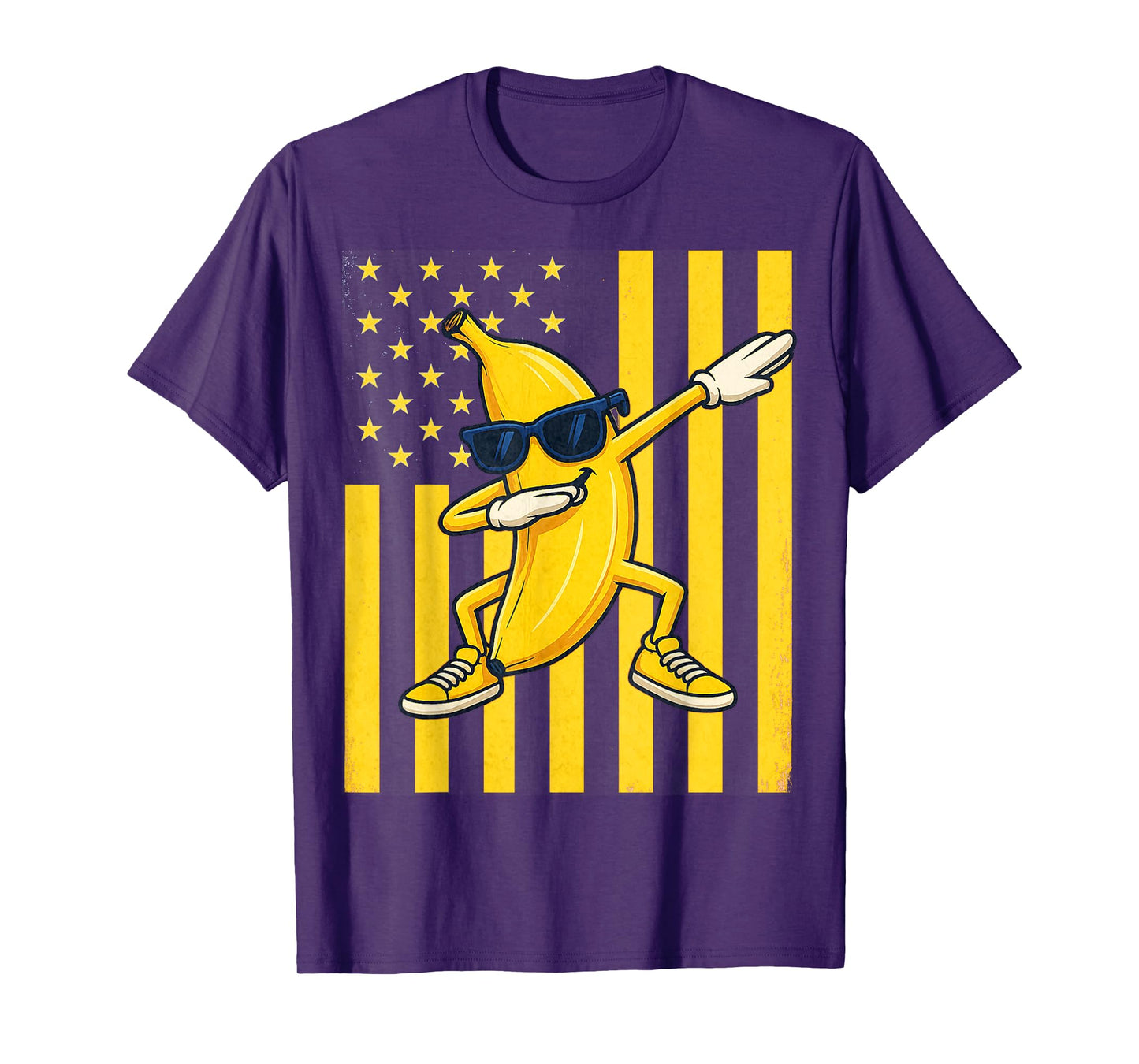 Cool Banana Vintage American Flag Dabbing Banana Lover Funny T-Shirt