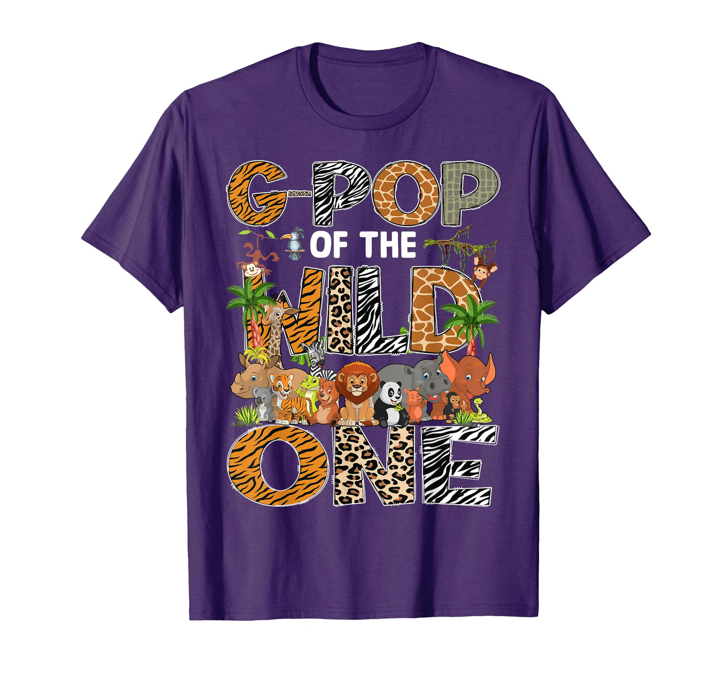 G-Pop Of The Wild One Safari Zoo Animal 1St Birthday T-Shirt