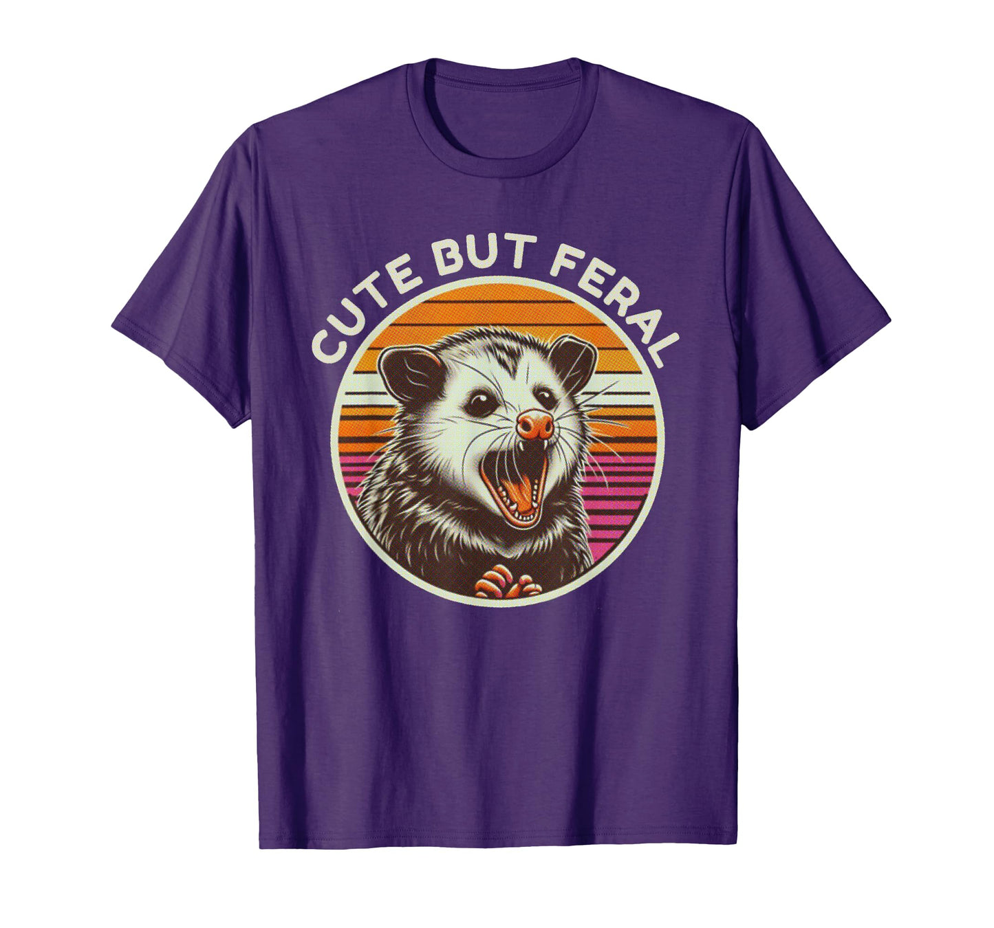Retro Cute But Feral Opossum Funny T-Shirt