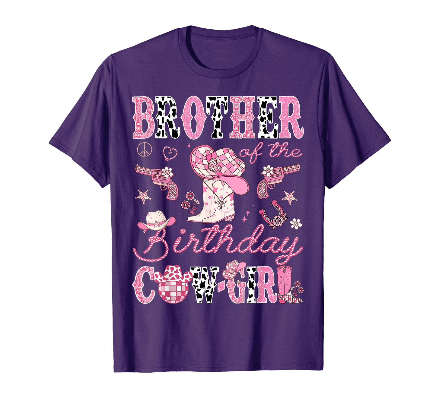 Brother Of The Birthday CowGirl Pink Disco Rodeo Brother T-Shirt