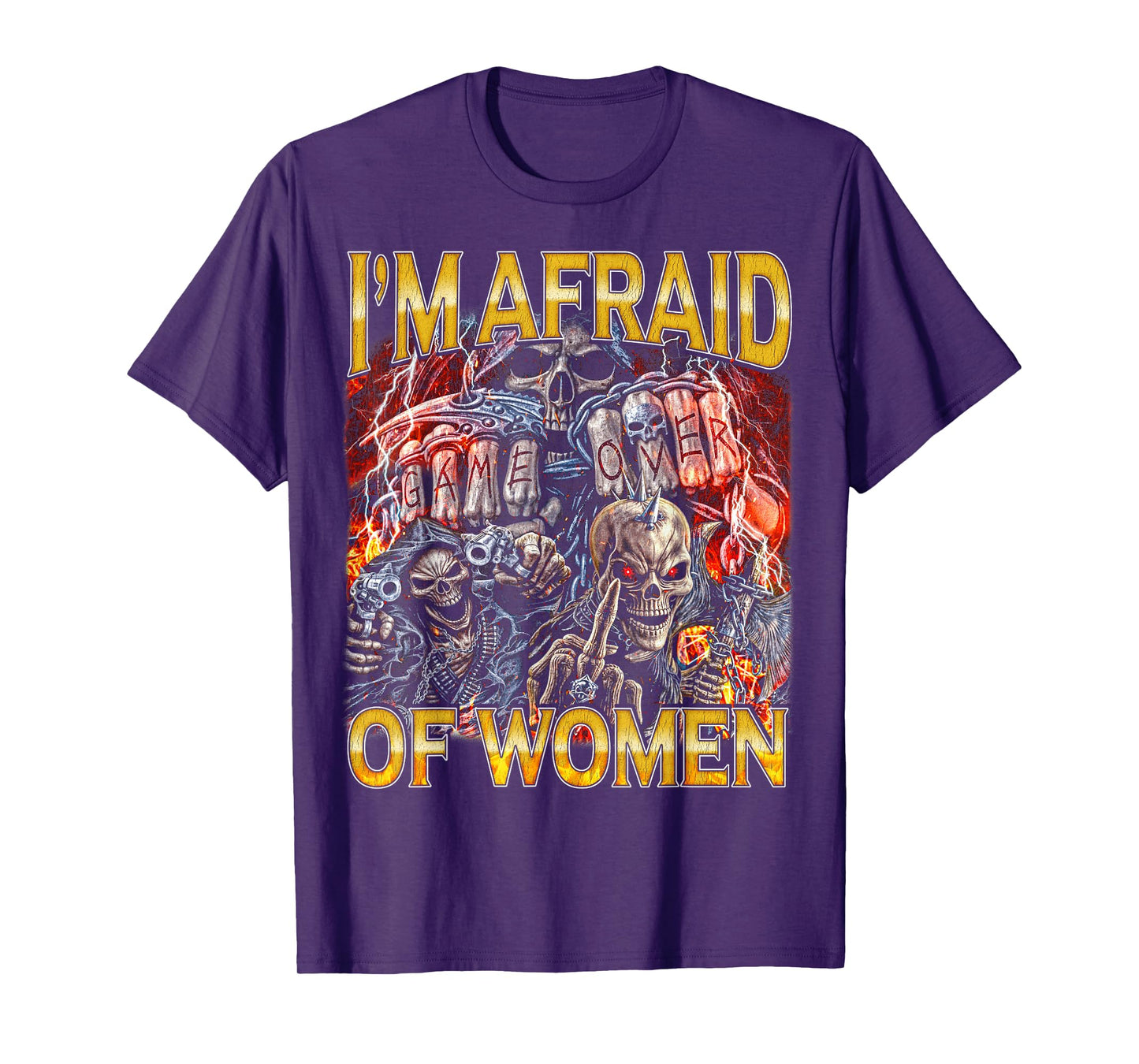 Afraid Of Women - Edgy Skeleton Bootleg Hard Skeleton Meme T-Shirt