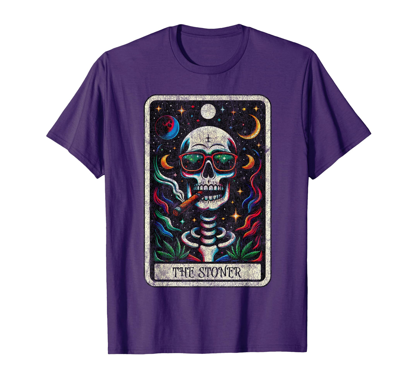 Tarot Card The Stoner Weed Lover Skeleton 420 Cannabis Party T-Shirt