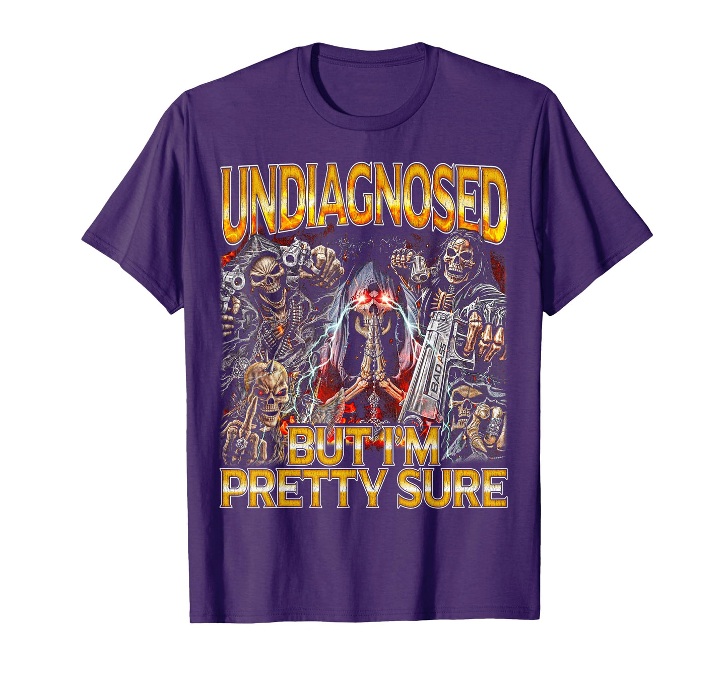 Undiagnosed ADHD - Edgy Skeleton Bootleg Hard Skeleton Meme T-Shirt