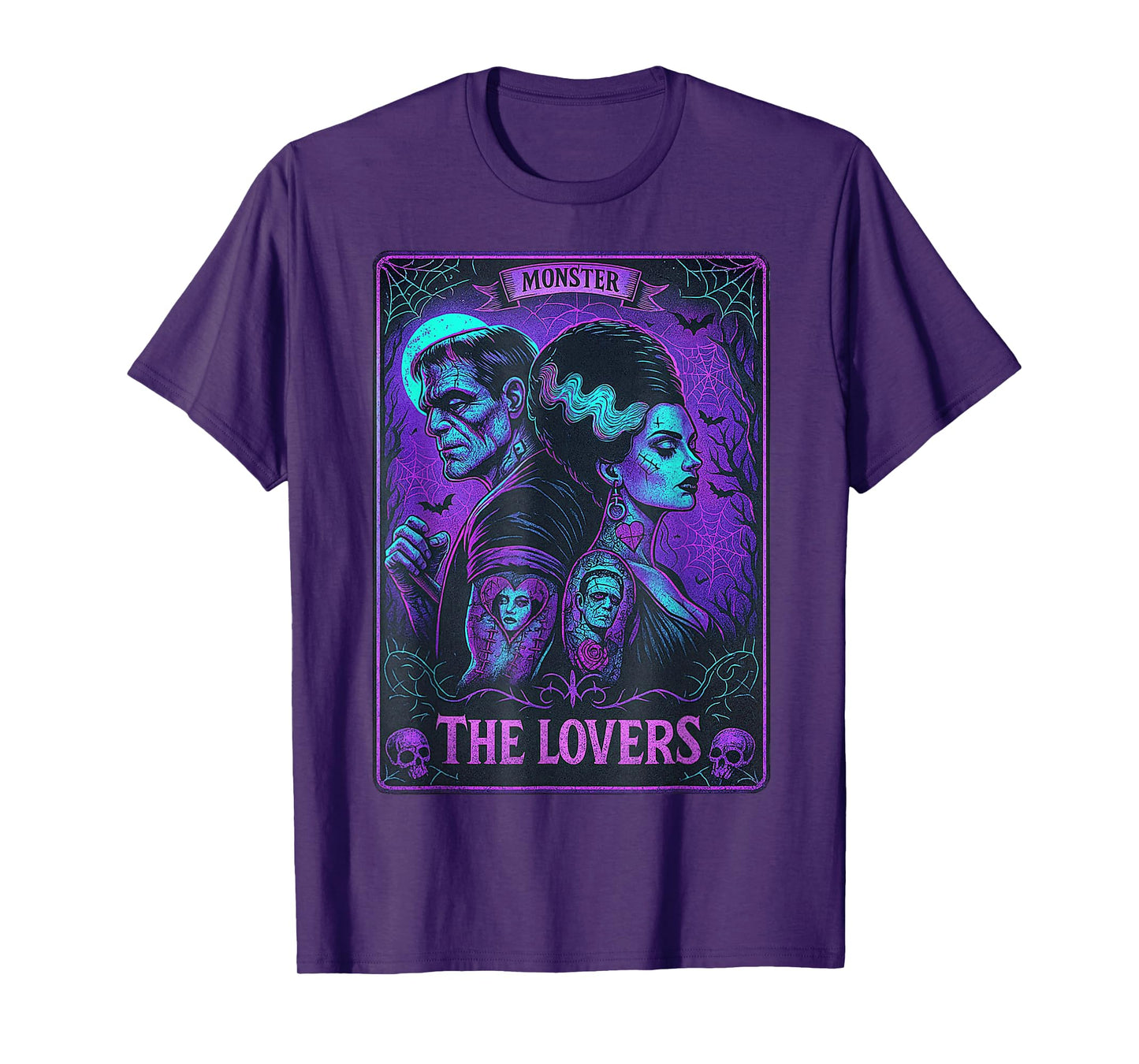 The Monster Frankenstein And Bride The Lovers Tarot Card T-Shirt