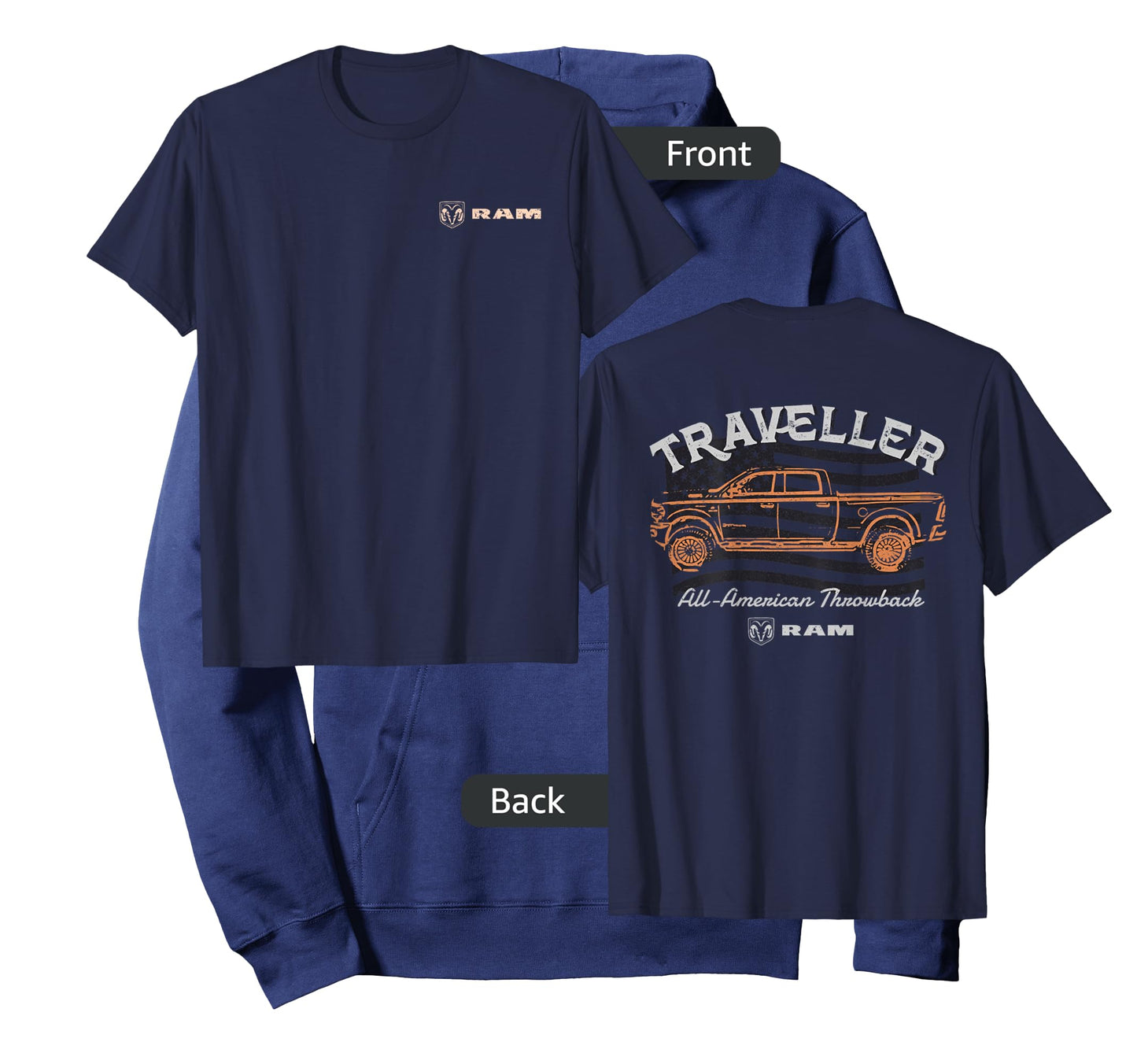 RAM Trucks All-American Throwback - Light Print (Front/Back) T-Shirt
