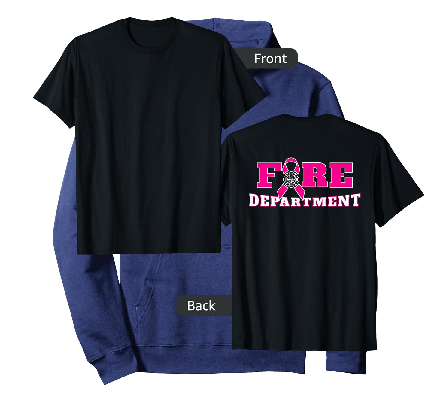 Breast Cancer Awareness Fire Department Pink Ribbon BACK T-Shirt