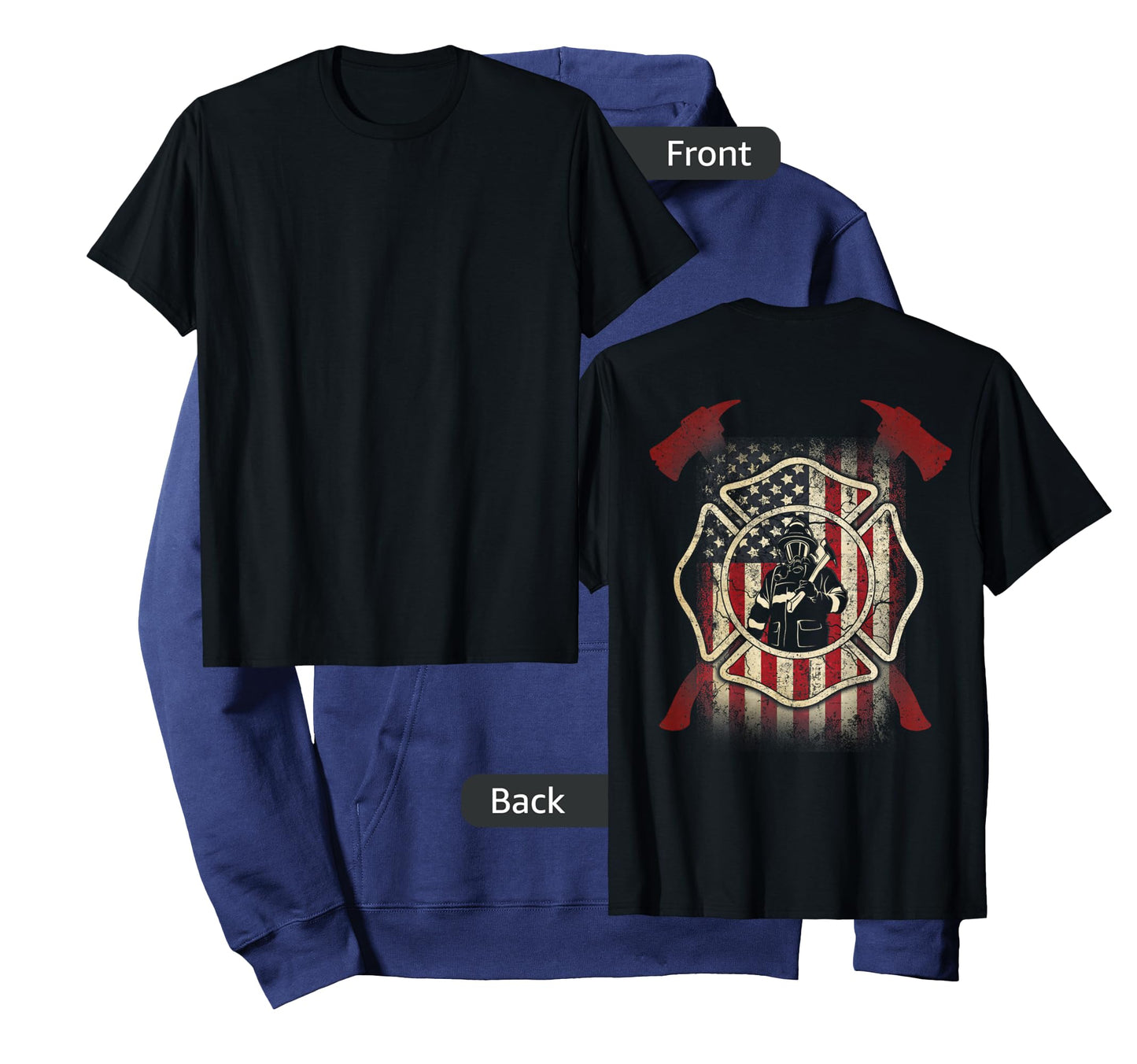 Patriotic Firefighter USA Flag Axe American Flag Fireman T-Shirt