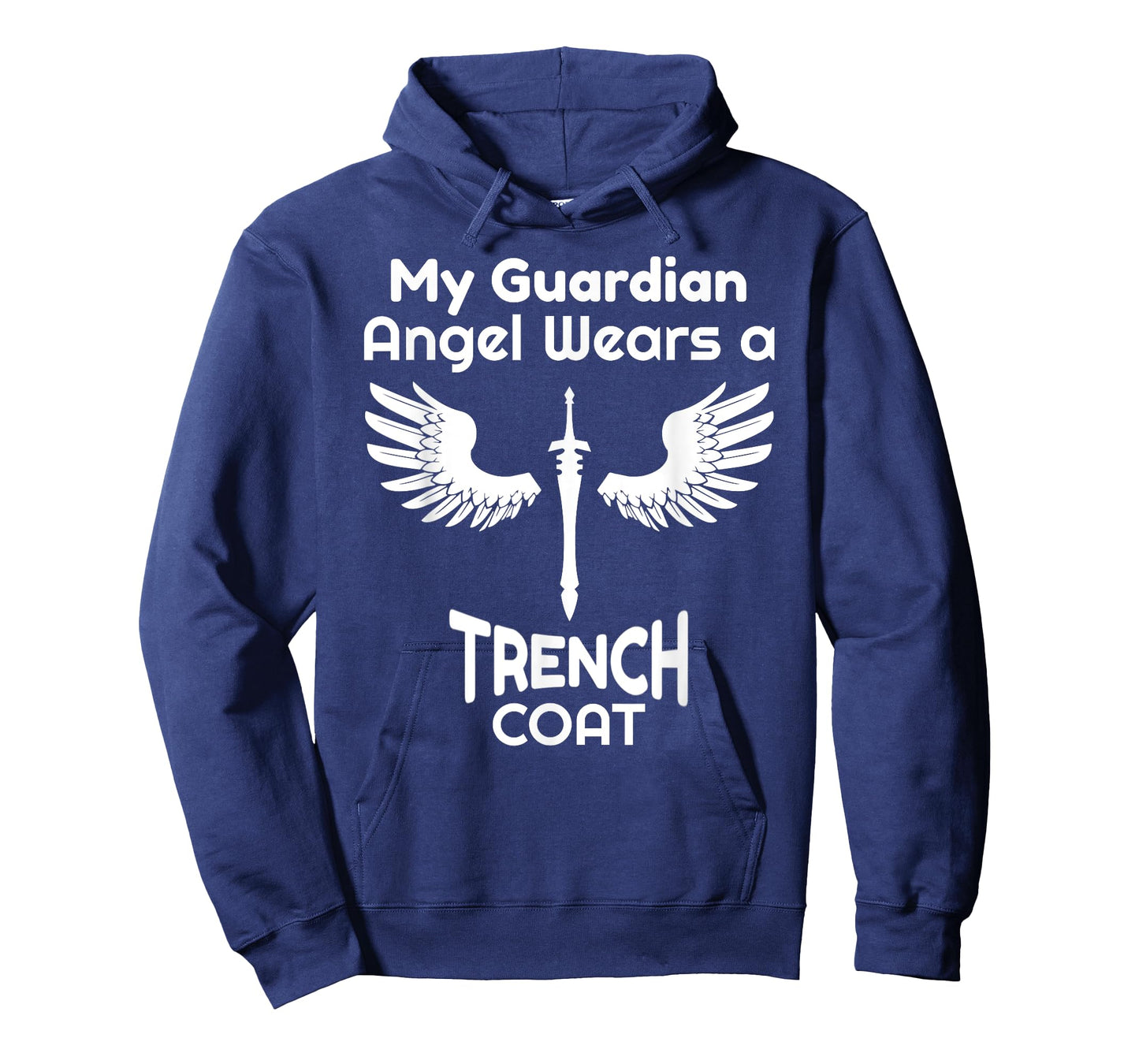 My Guardian Angel Wears a Trench Coat Funny Graphic T-Shirt