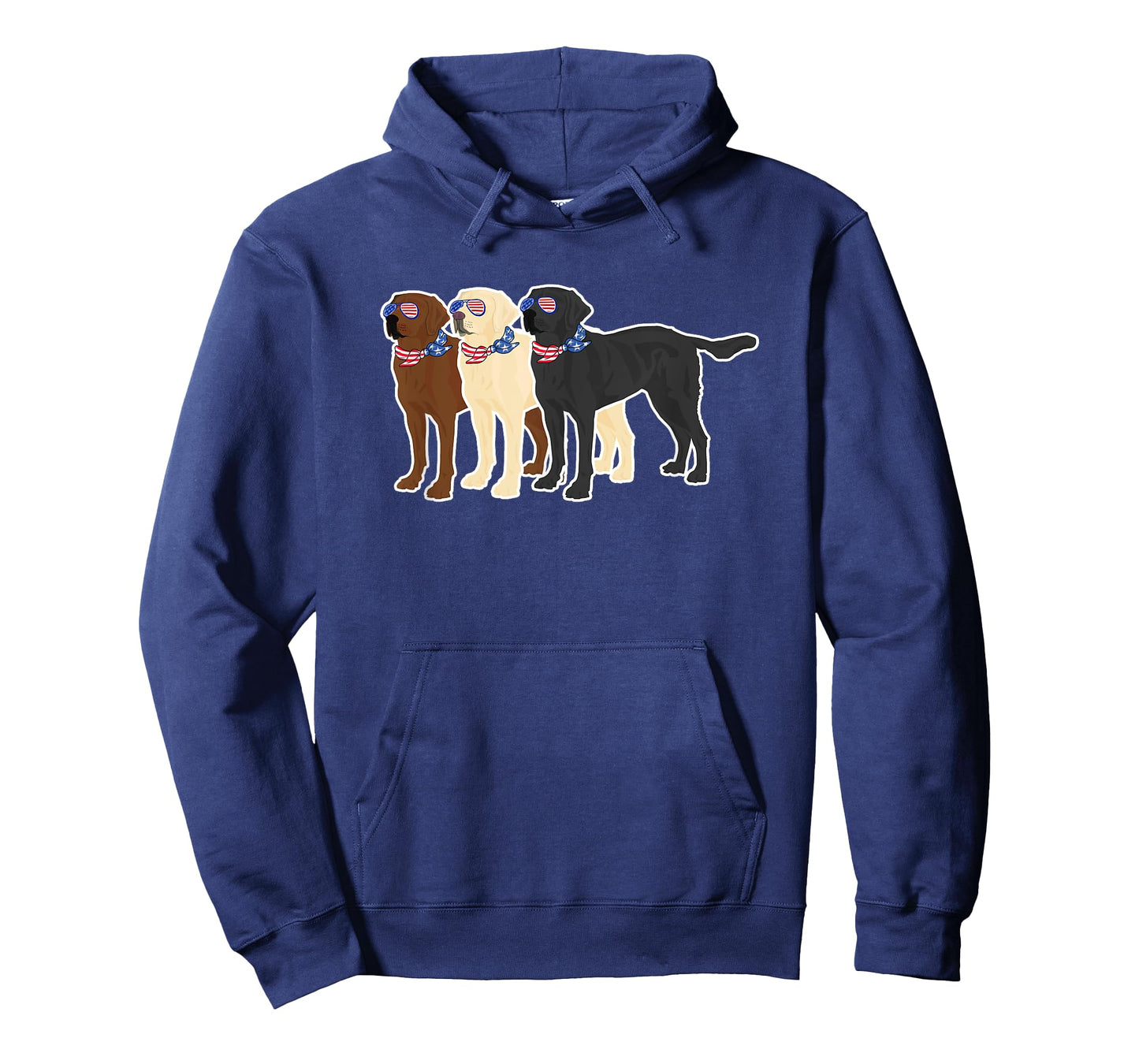 3 Labrador Retrievers Wearing USA Glasses Brown Black Yellow T-Shirt
