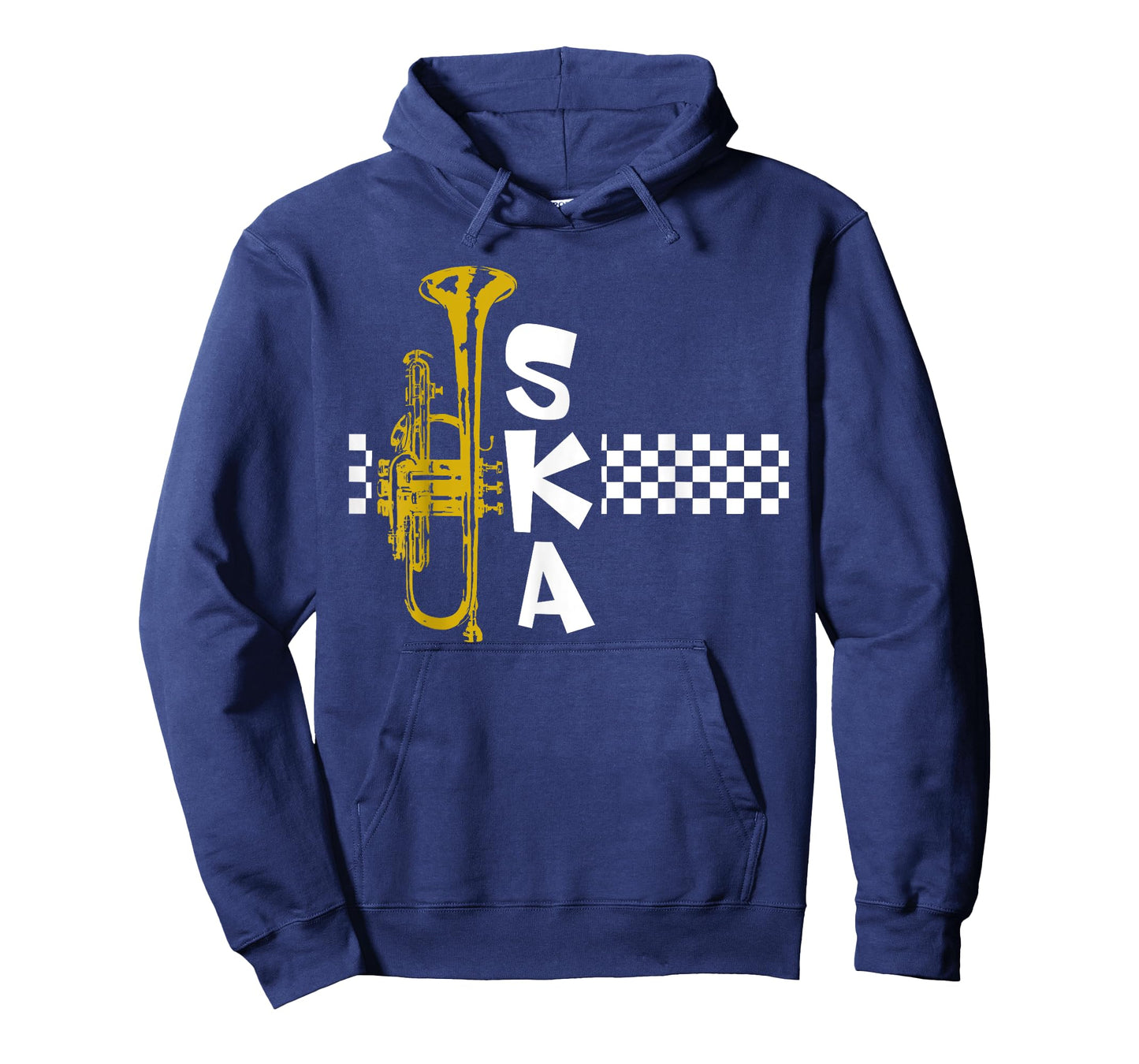 VinagreShop SKA Trumpet and Squares T-Shirt - Black, Unisex-Adults, Short Sleeve, T-Shirt, Music Theme, Modern Style
