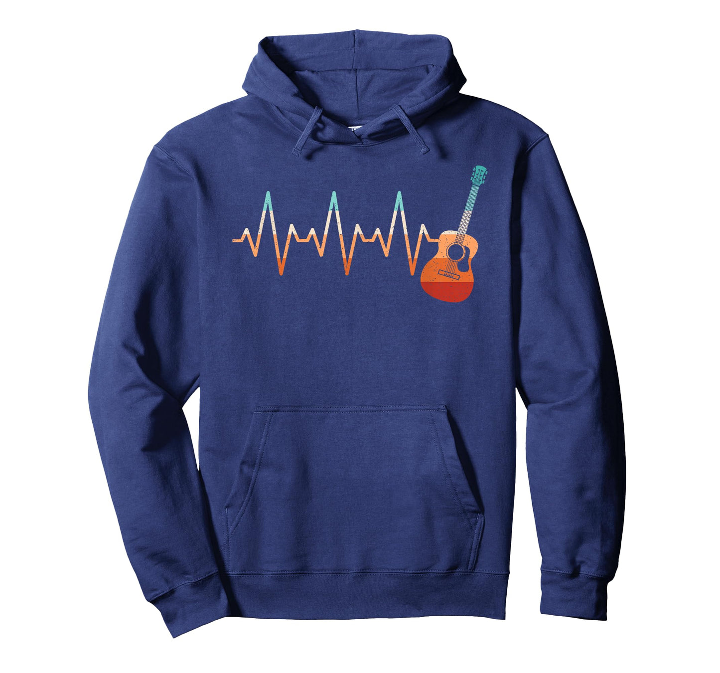 Retro Acoustic Guitar Heartbeat Guitarist Music Rock Men T-Shirt