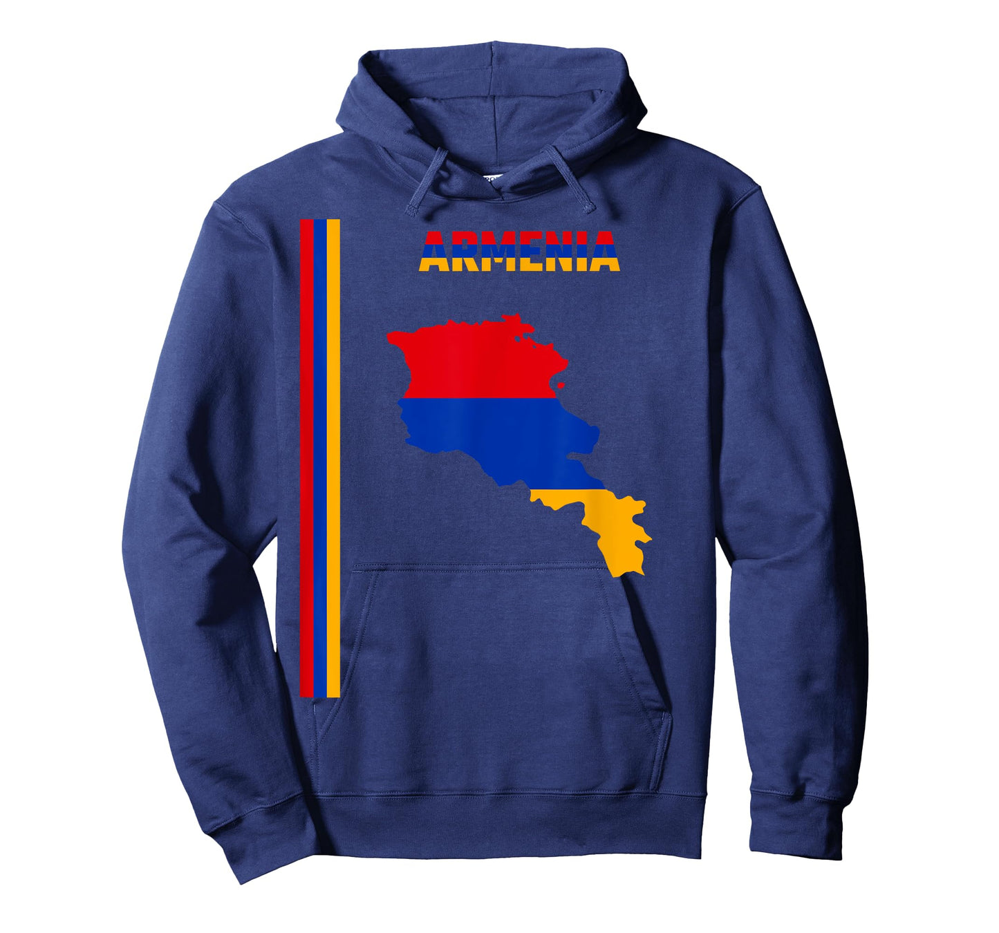 Vertical Armenian Flag, text “ARMENIA” & Silhouette map T-Shirt