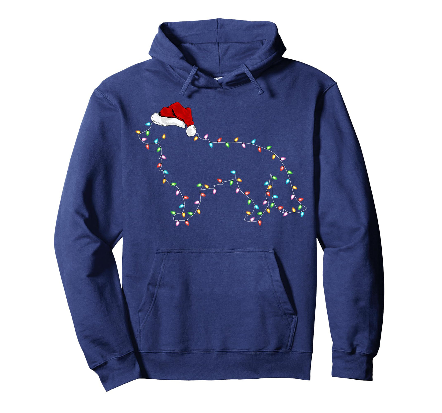 Funny Xmas Lighting Santa Hat Border Collie Dog Christmas T-Shirt for Men Women Kids