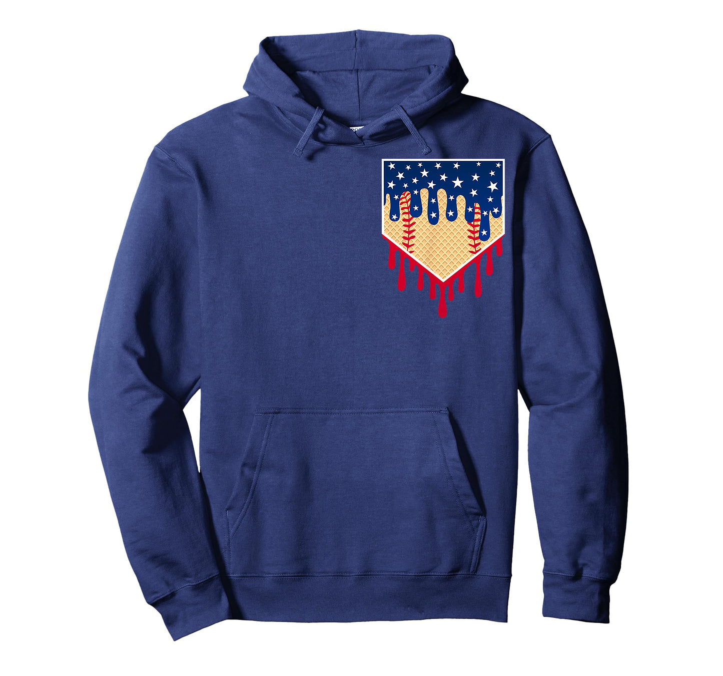 Baseball Ice Cream Drip 4th Of July Red Blue & White Drip T-Shirt