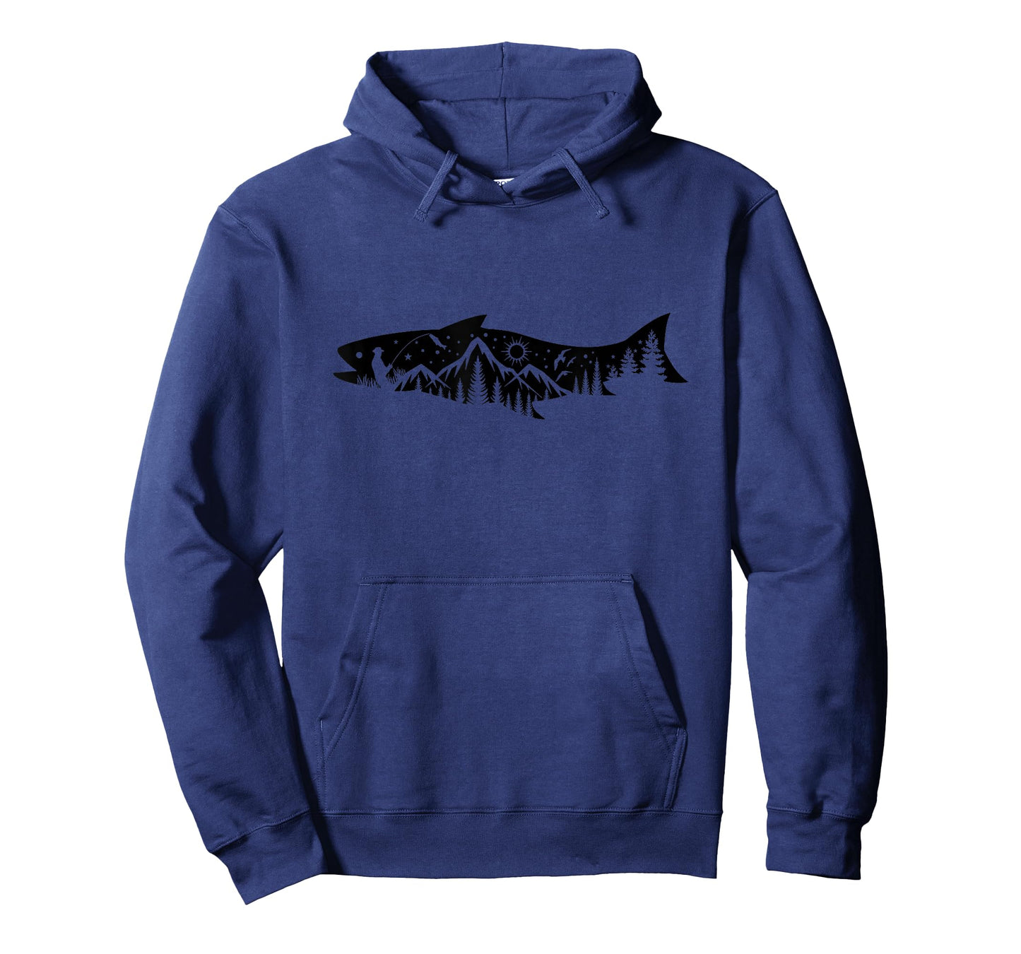 Fishing Forest Mountain Silhouette Outdoor Adventure Fishing T-Shirt