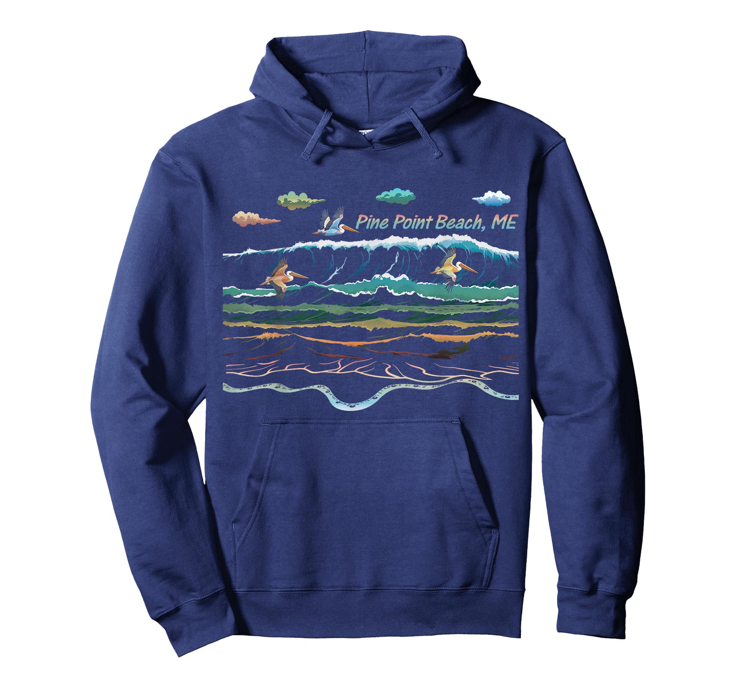 Pine Point Beach ME Beach Maine Beach Waves Pelican Birding T-Shirt