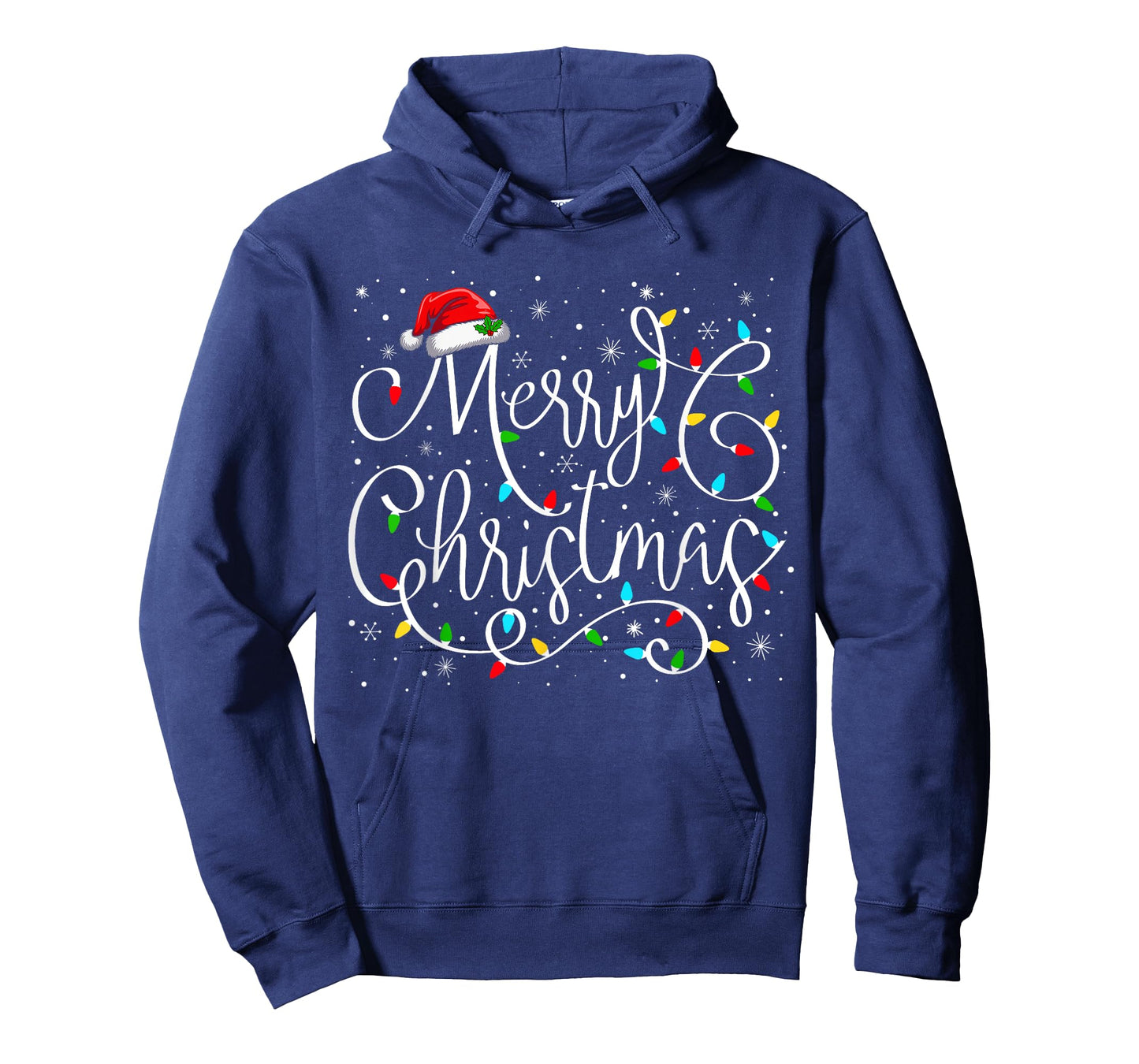 Merry Christmas Lights Santa Hat Xmas Family Matching Pajama T-Shirt