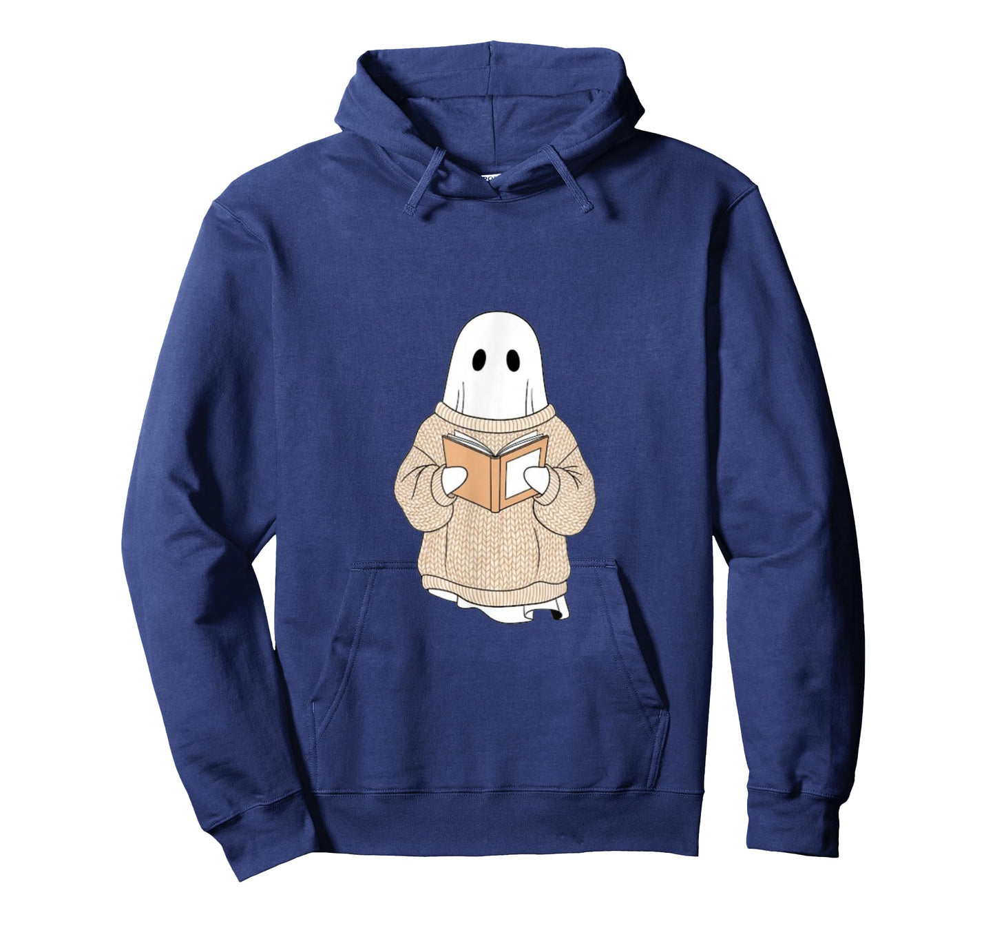Cute Cozy Ghost Reading a Book, Minimalist Autumn Design T-Shirt