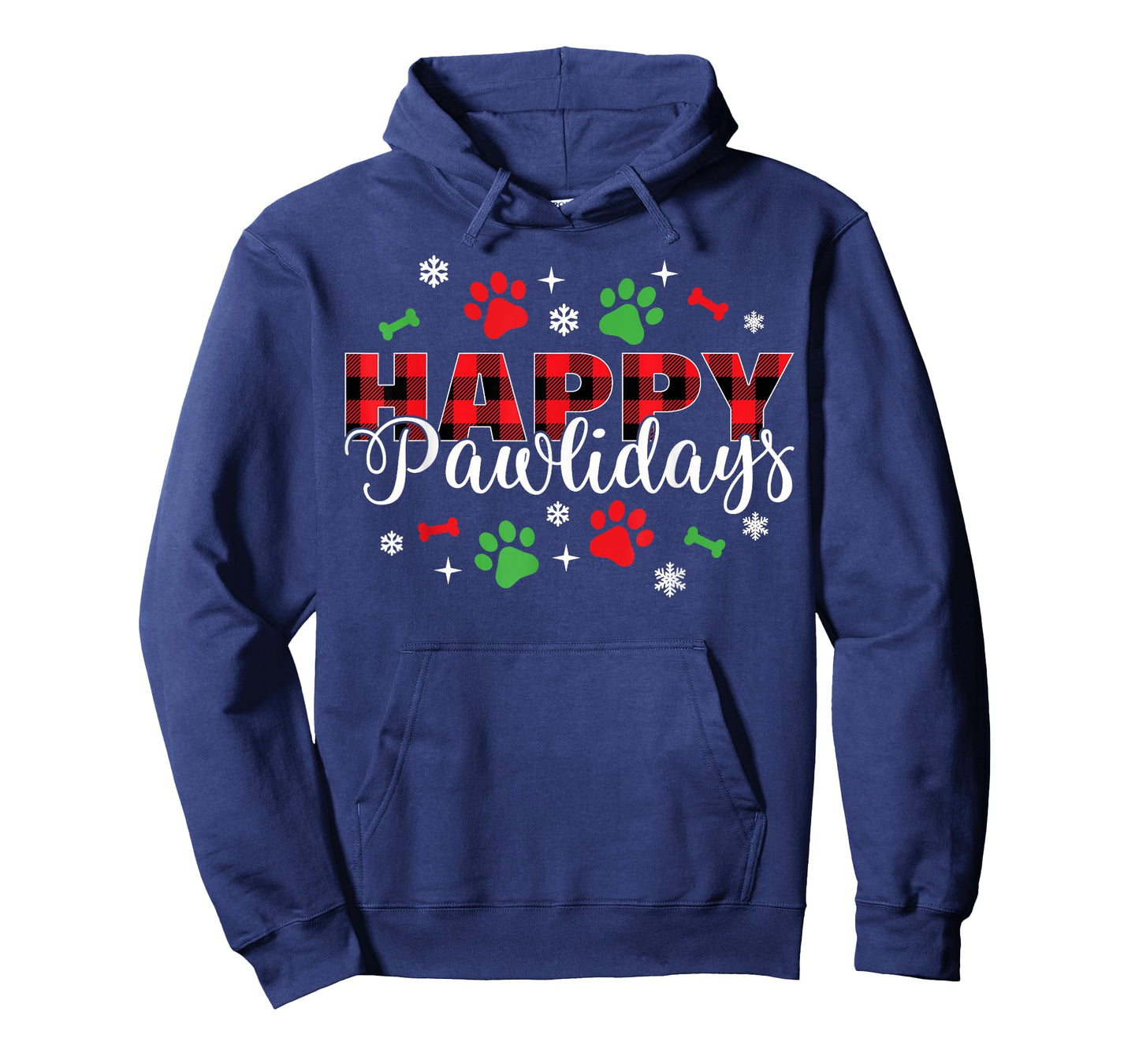 Happy Pawlidays Buffalo Plaid Dog Paws Christmas Holiday T-Shirt