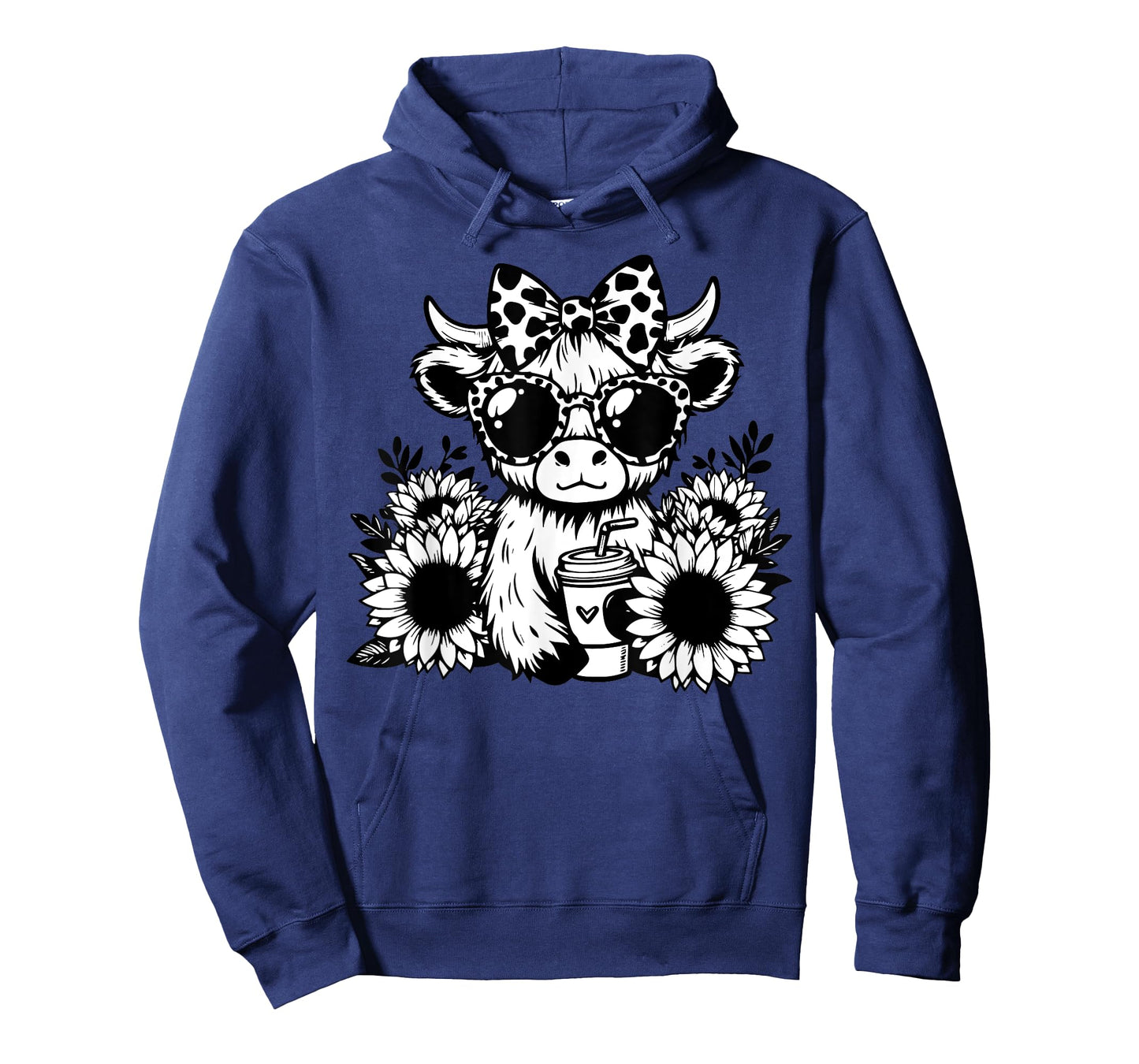 Cute Highland Cow With Sunflower Drink Coffee Heifer Country T-Shirt