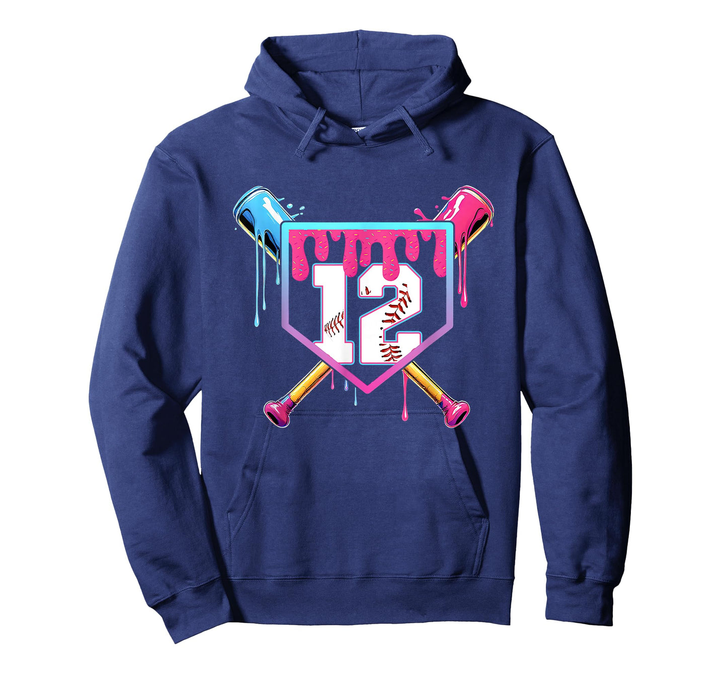 12th Birthday Ice Cream Drip Baseball Splatter 12 Years Kids T-Shirt