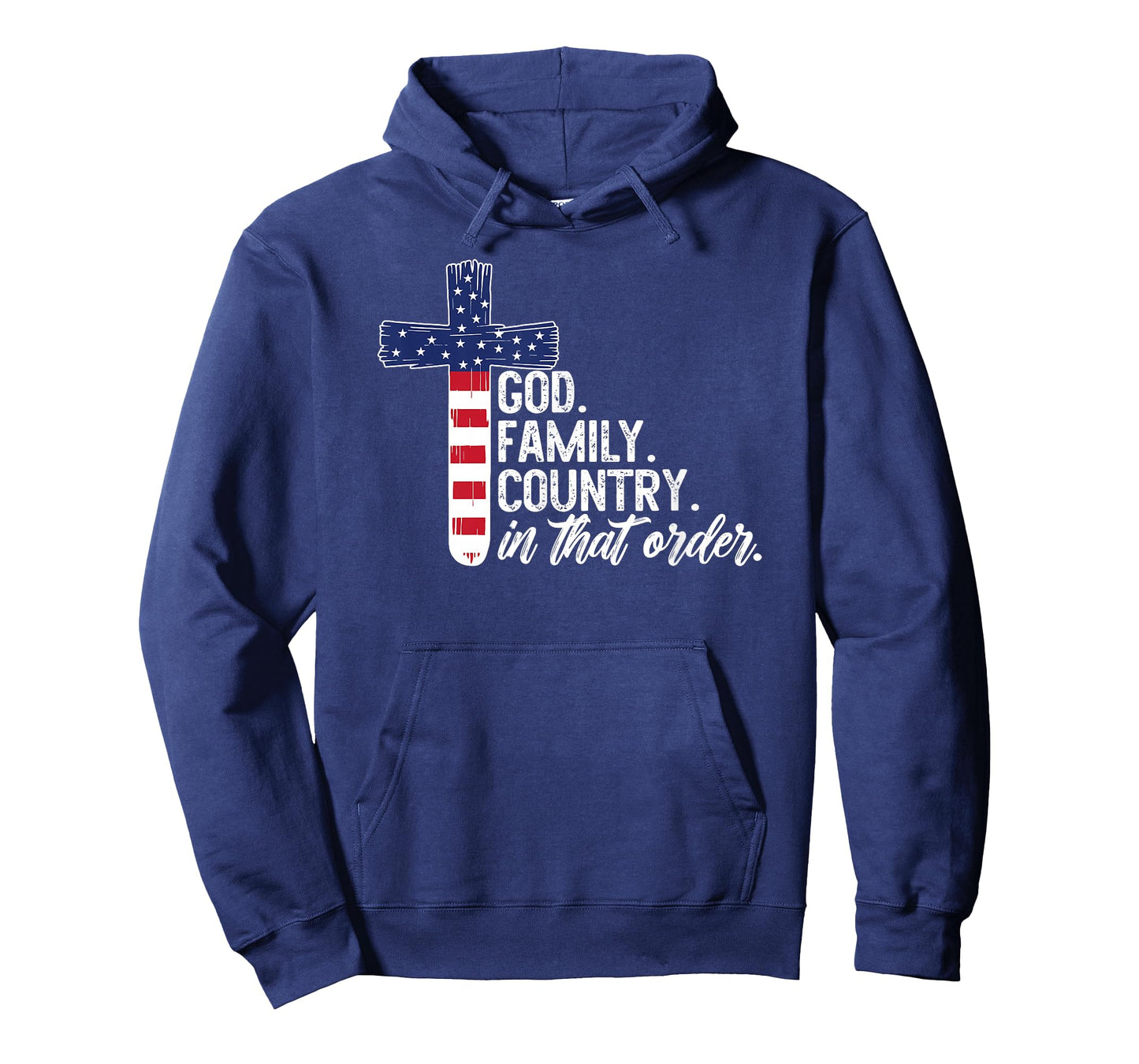 God Family Country in That Order America Flag Faith Cross T-Shirt