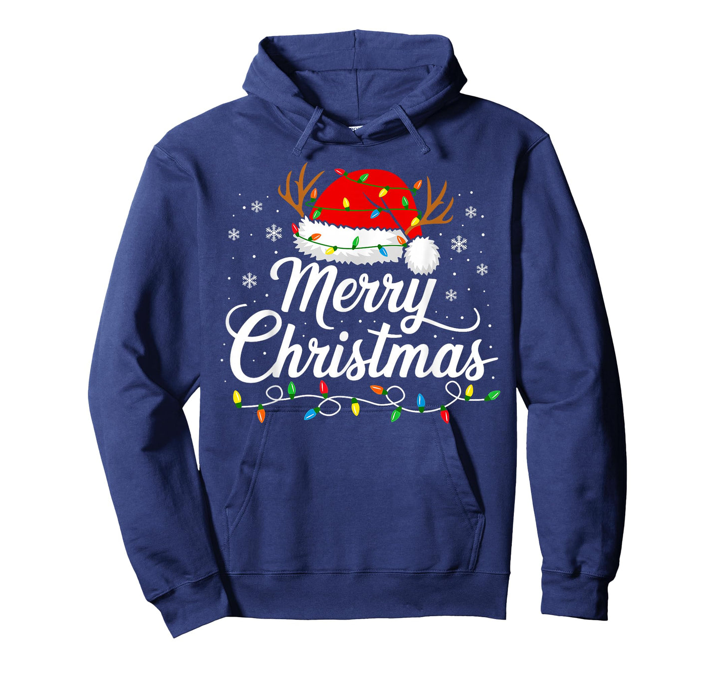 Merry Christmas Lights Red Santa Hat Xmas Family Men Women T-Shirt