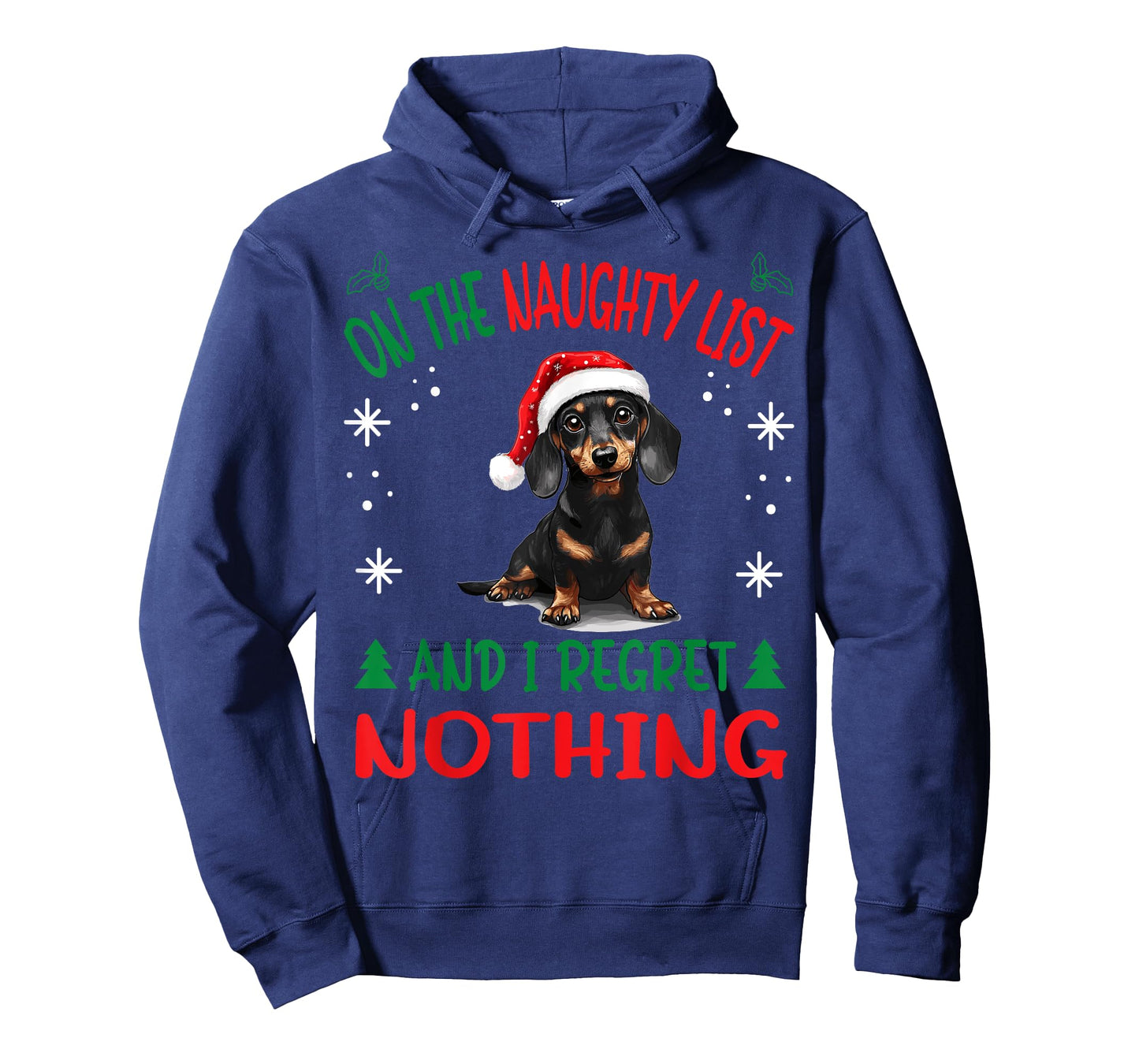 Cute Dachshund Wiener Doxie dog Dog Christmas On The Naughty T-Shirt