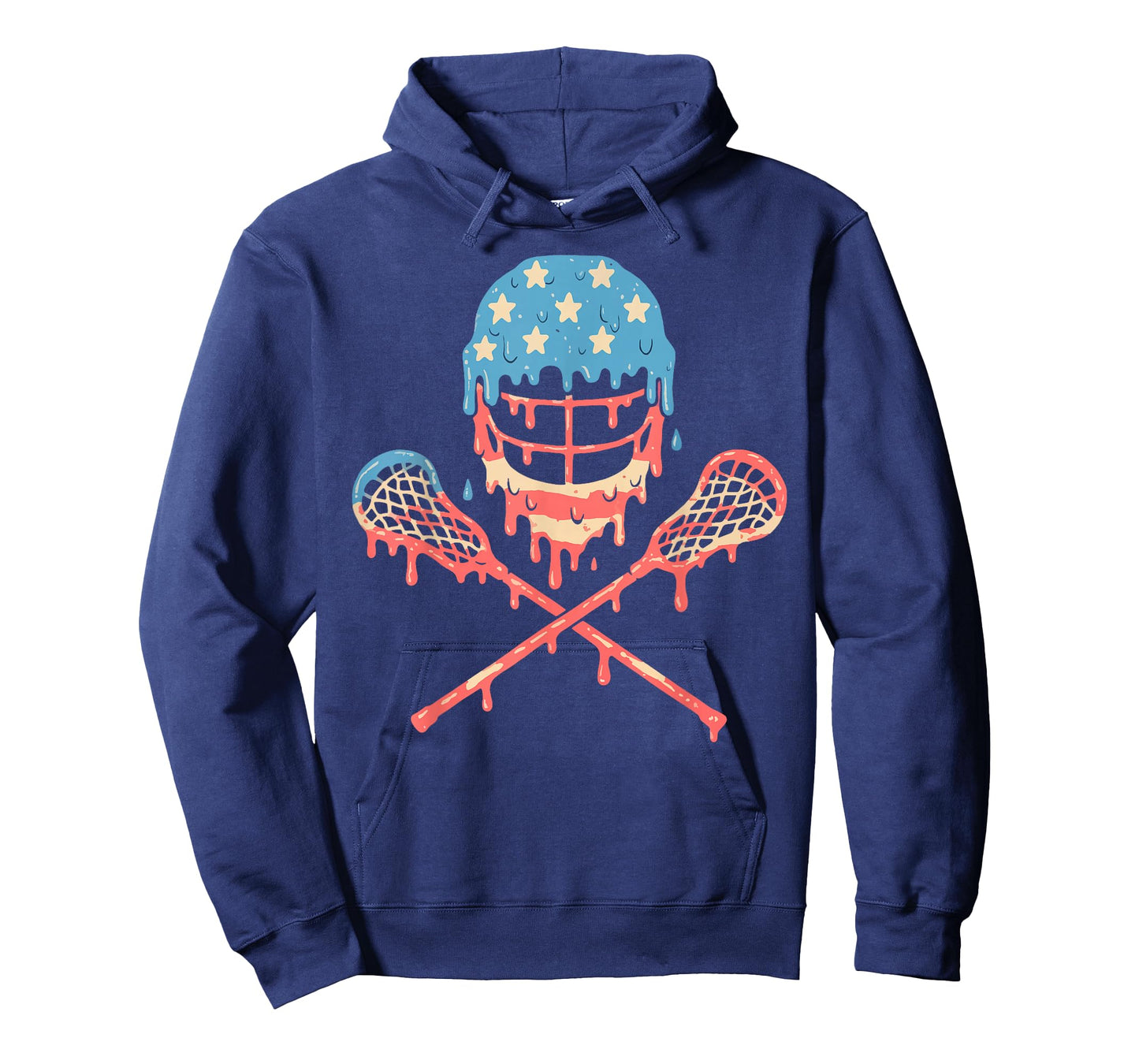 Lacrosse American Flag Drip Helmet Lax Sticks Ice Cream T-Shirt